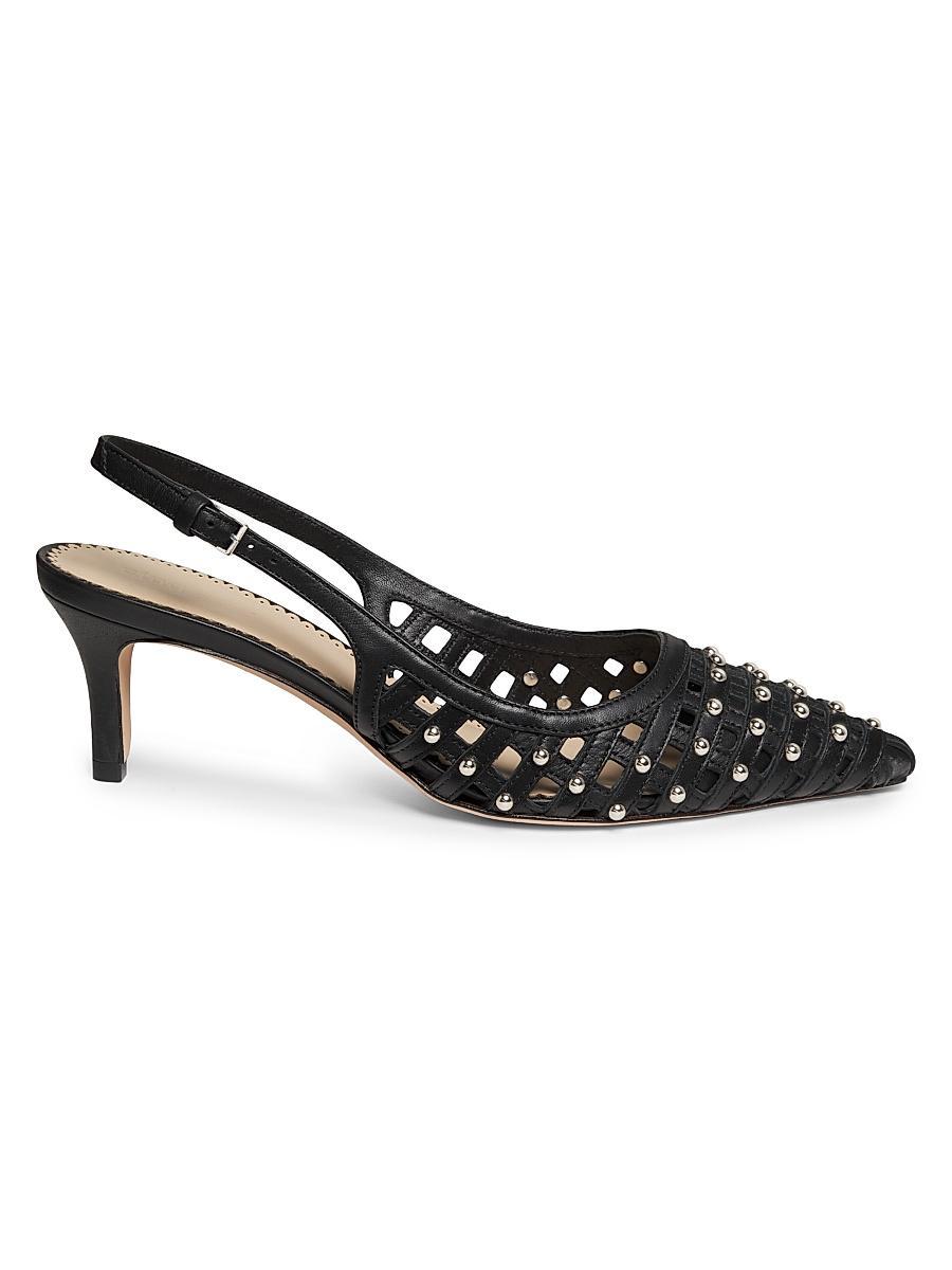 Womens Rena 60MM Studded Cage Leather Slingback Pumps Product Image