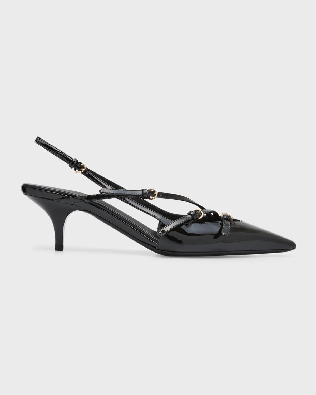Patent Buckle-Trio Slingback Pumps Product Image