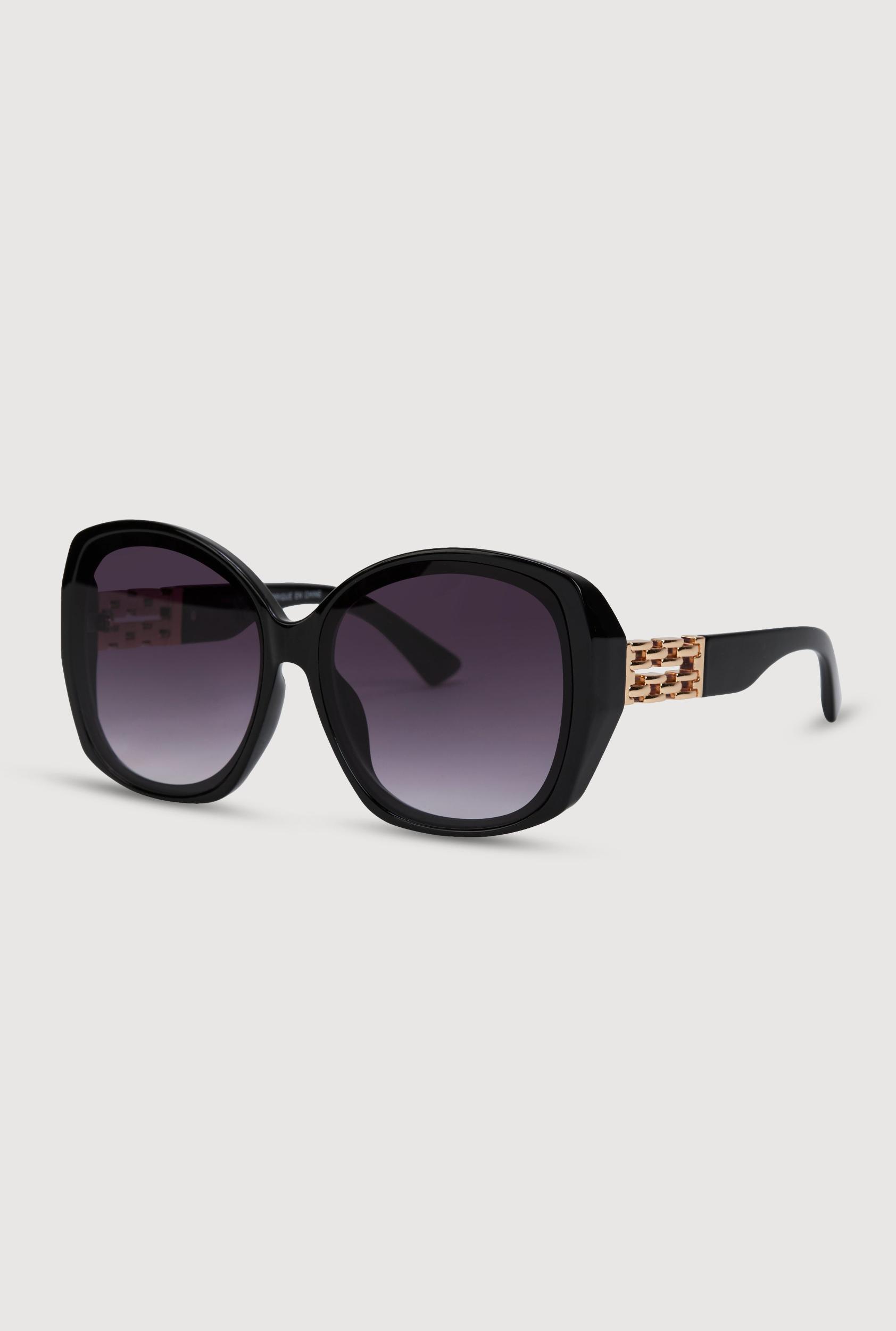 Oversized Ombre Lens Metallic Temple Sunglasses Female Product Image
