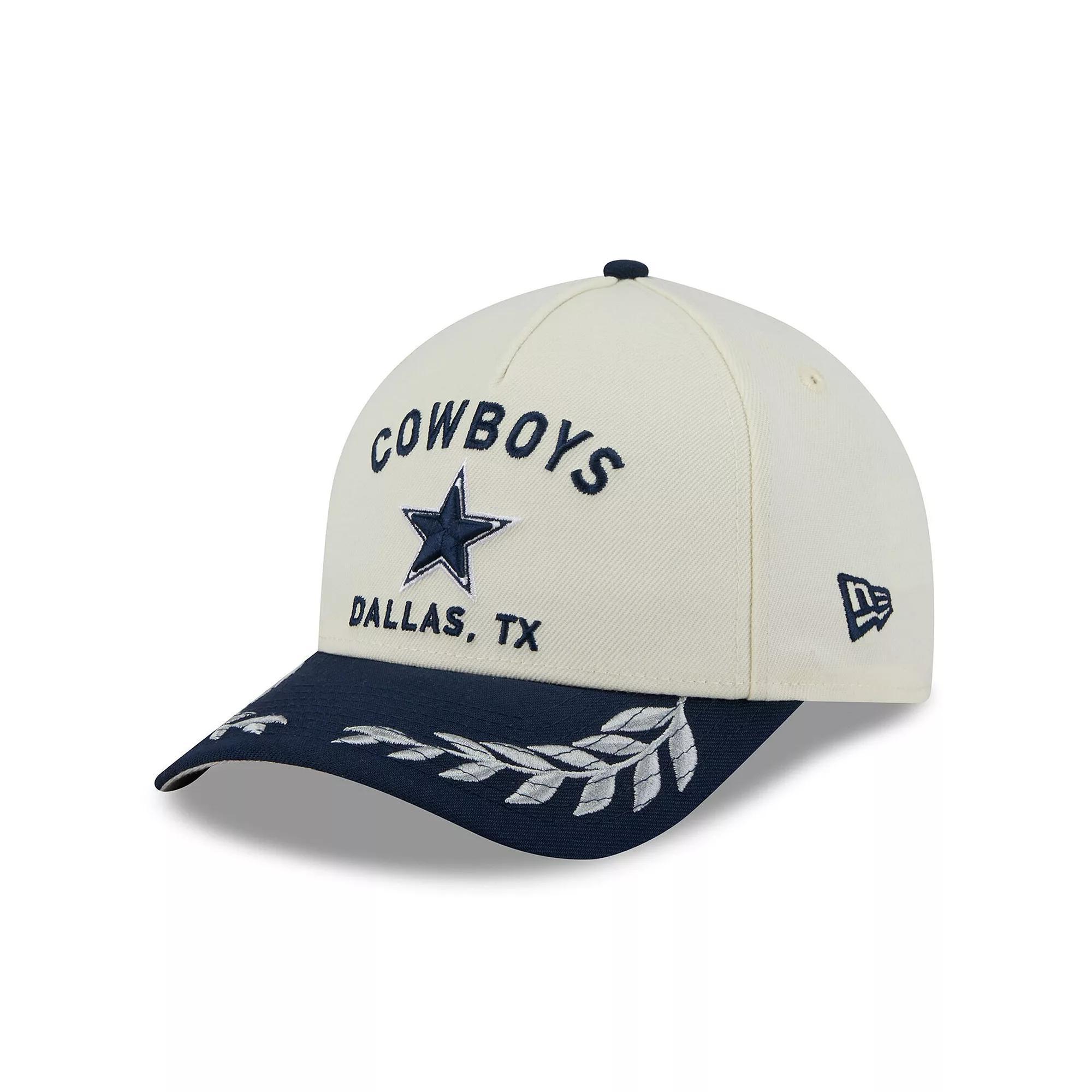 Men's New Era Cream/Navy Dallas Cowboys 2025 NFL Draft 9FORTY A-Frame M-Crown Adjustable Hat, Beige Product Image