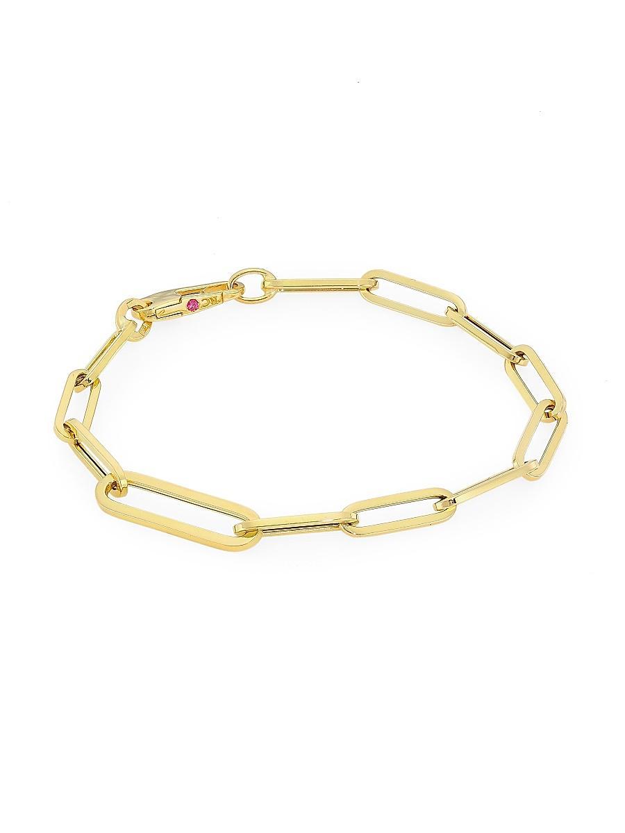 Womens 18K Yellow Gold Oval Paper Clip Chain Bracelet Product Image
