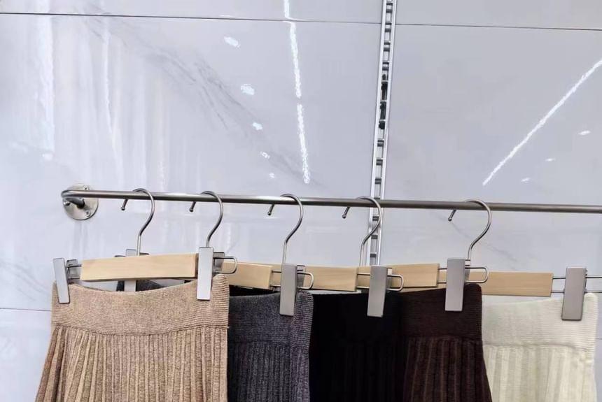 High Rise Plain Pleated Knit Mini A-Line Skirt Product Image