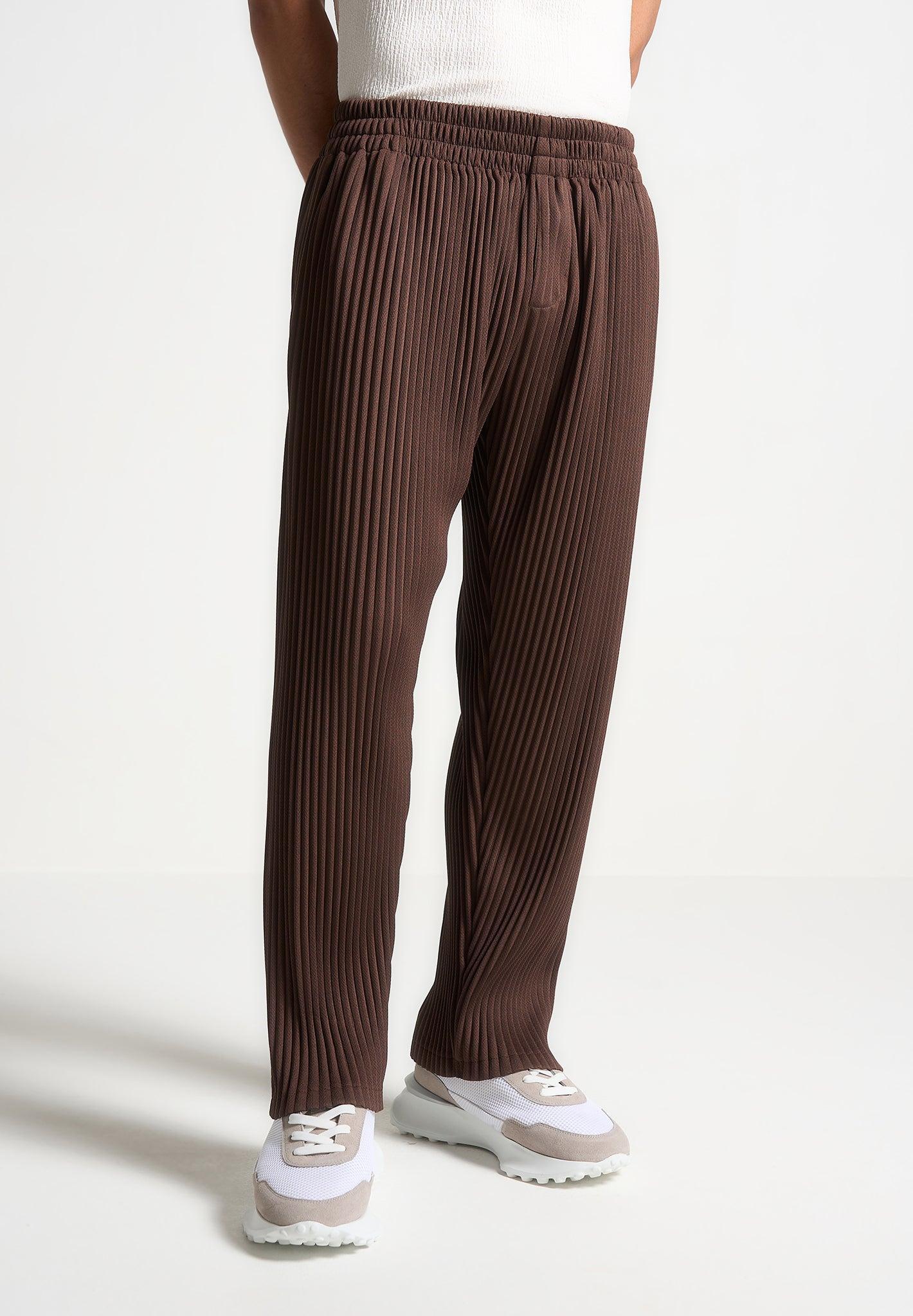 Pleated Trousers - Brown Male Product Image