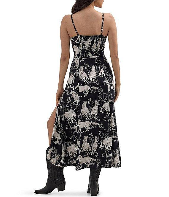 Wrangler® Retro® Western-Inspired Horses-Printed Front-Slit Long Dress Product Image