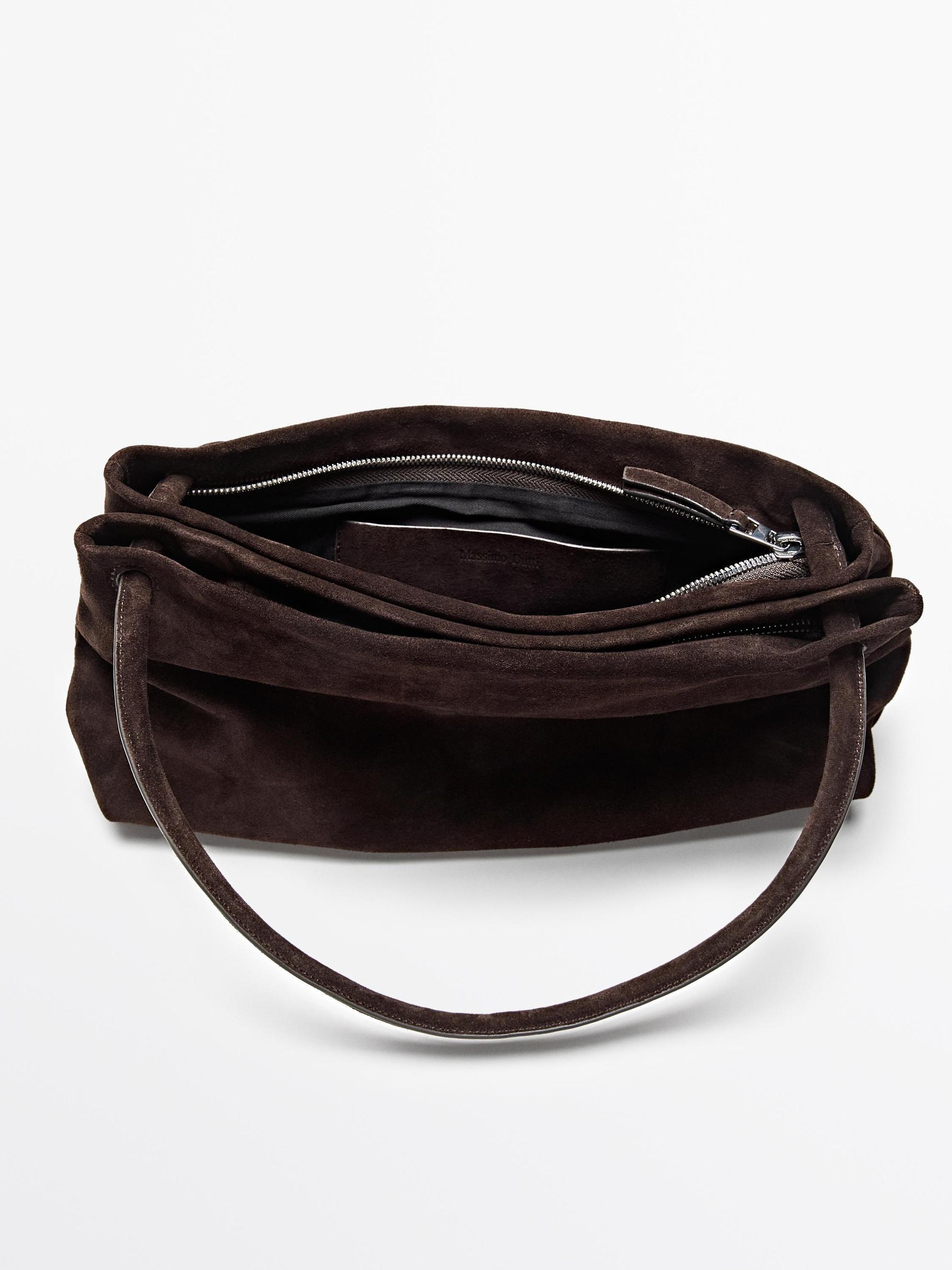 Leather and split leather medium bag with compartments Product Image