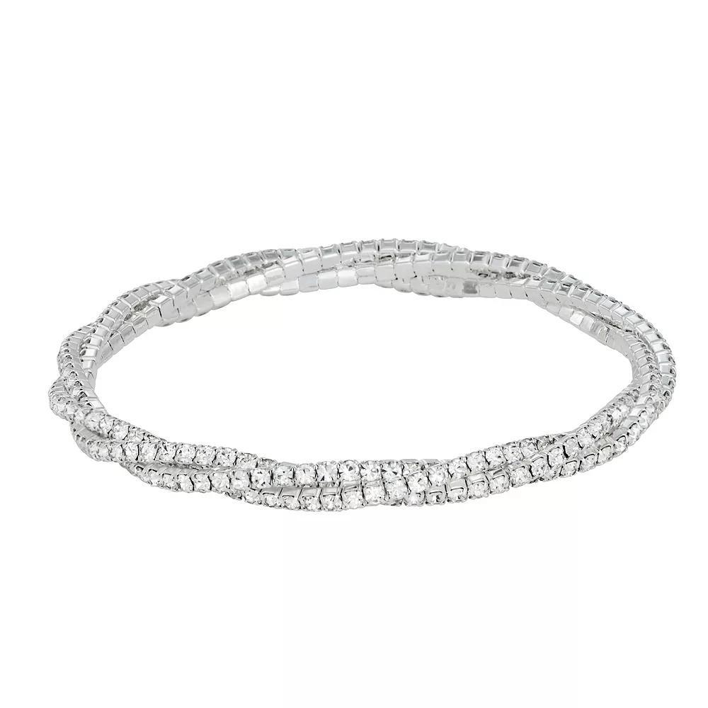 Vieste Special Occasion Four-Row Twist Stretch Bracelet, Women's, Silver Tone Product Image