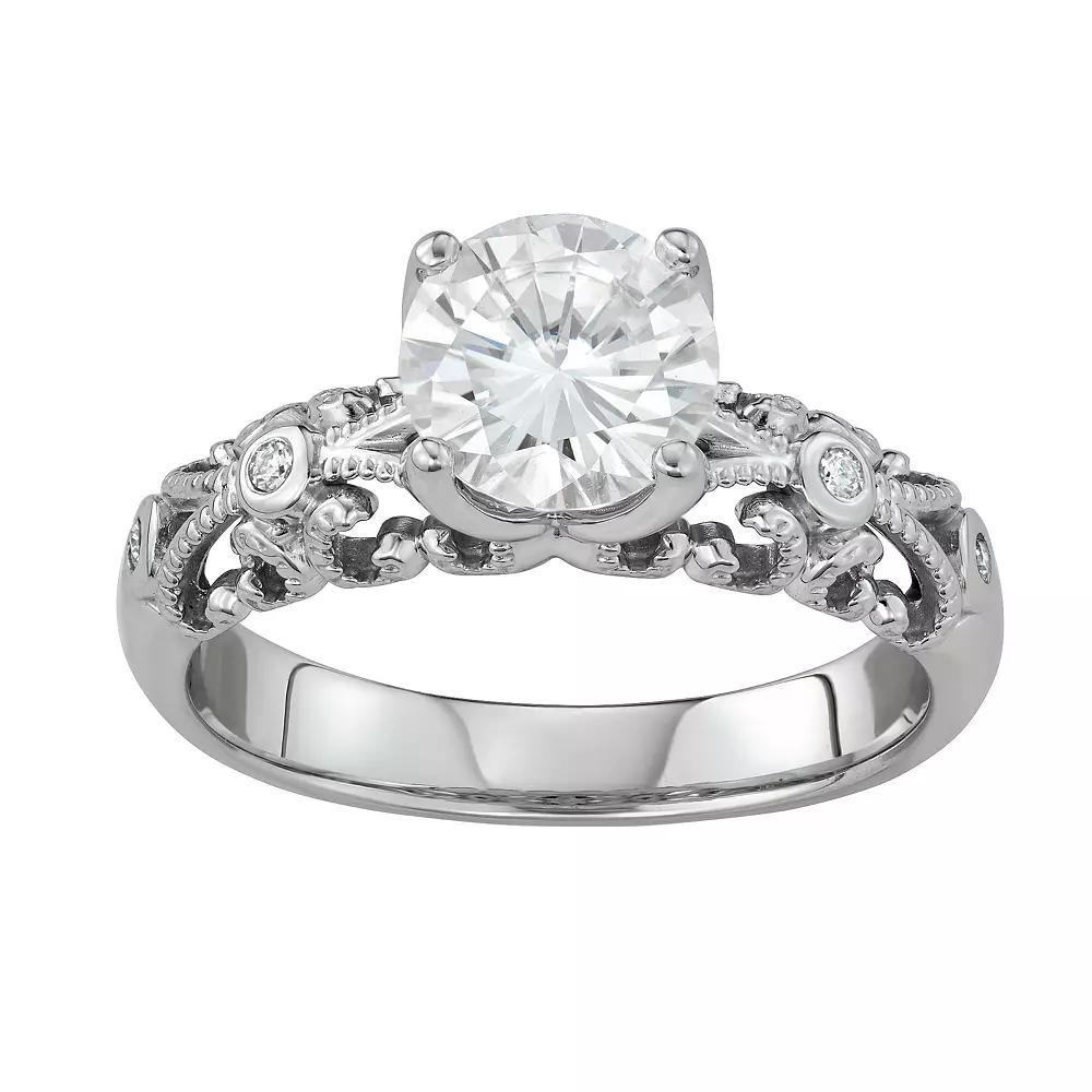 Charles & Colvard 14K White Gold 1-1/2 Carat T.W. Lab-Created Moissanite Milgrain Ring, Women's, Size: 5, 14k Whgold Product Image