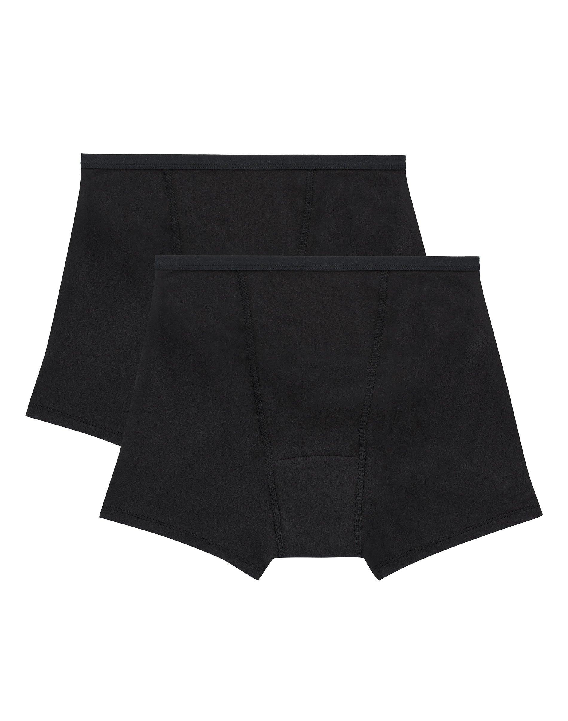 Hanes Women's 2pk Comfort Period Boxer Briefs, Super Leaks - Black 6: Moisture Wicking, High Rise, Absorbent Panel Product Image