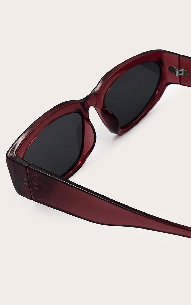 Burgundy Crystal Chunky Angled Sunglasses Product Image