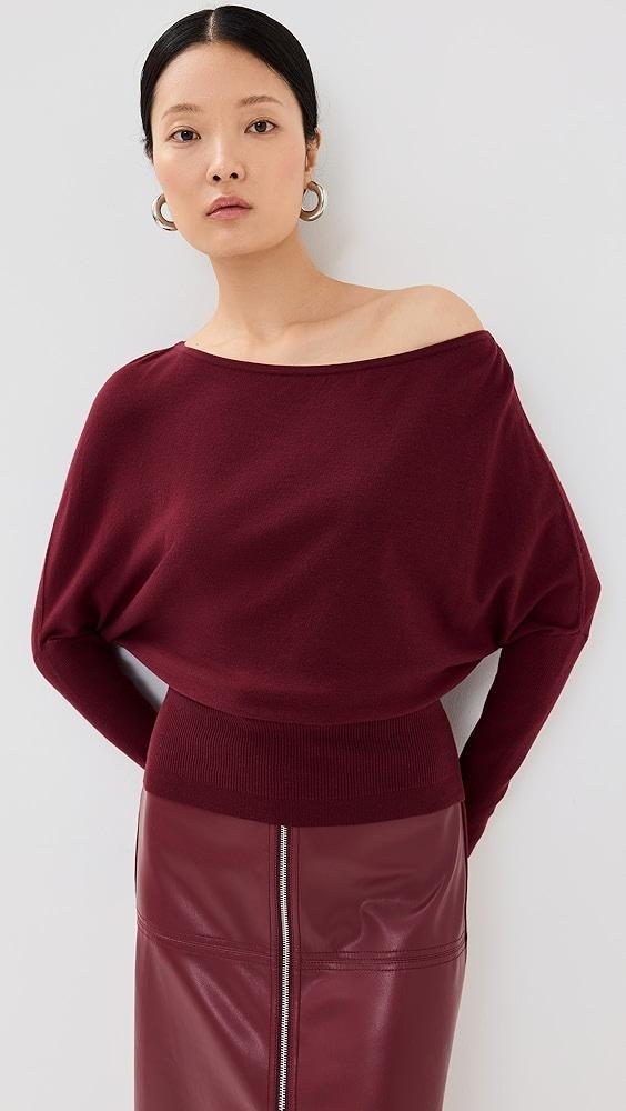 SIMKHAI Lavina Draped Off Shoulder Sweater | Shopbop Product Image