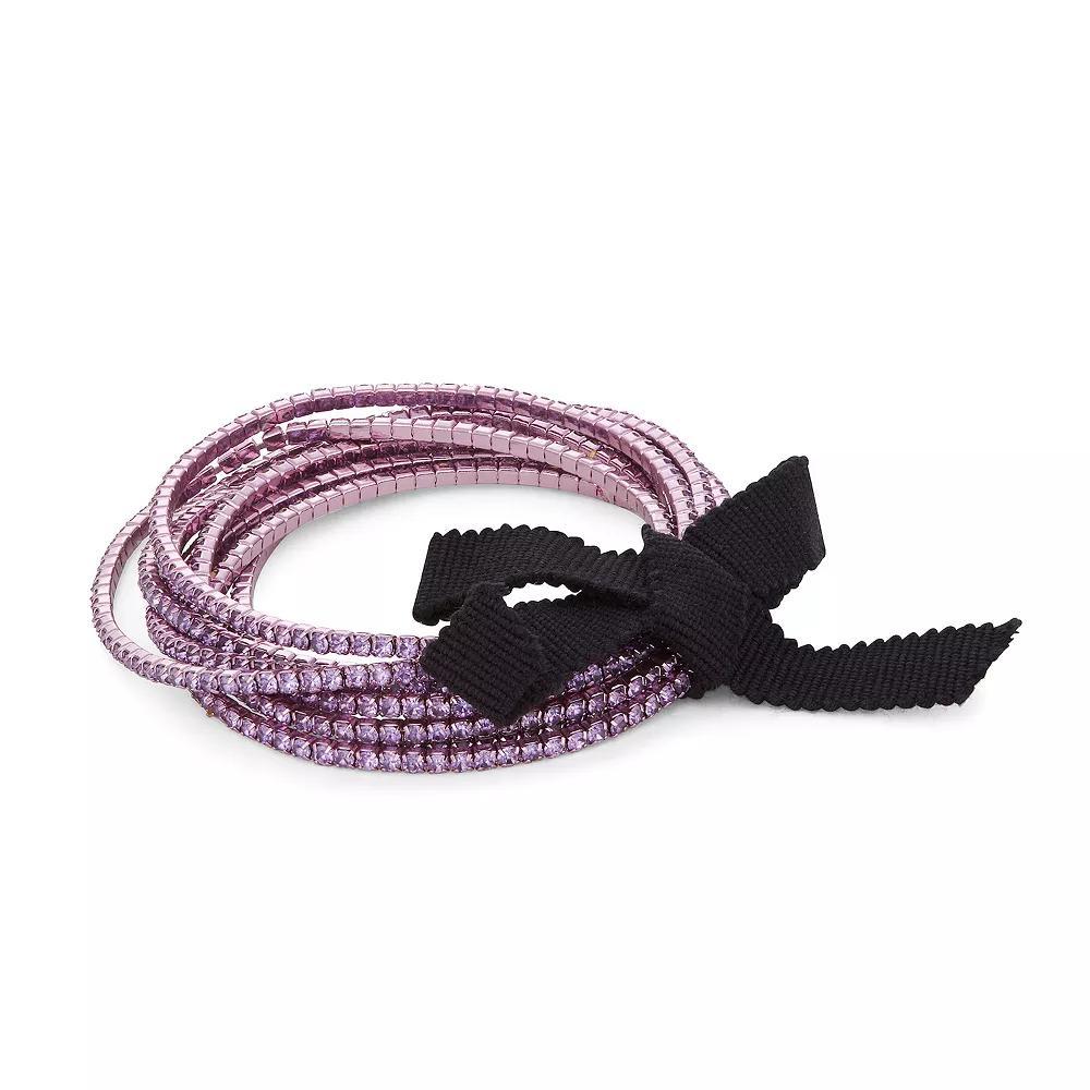 Simply Vera Vera Wang Gold Tone Crystal 7-piece Stretch Bracelet Set, Women's, Purple Product Image