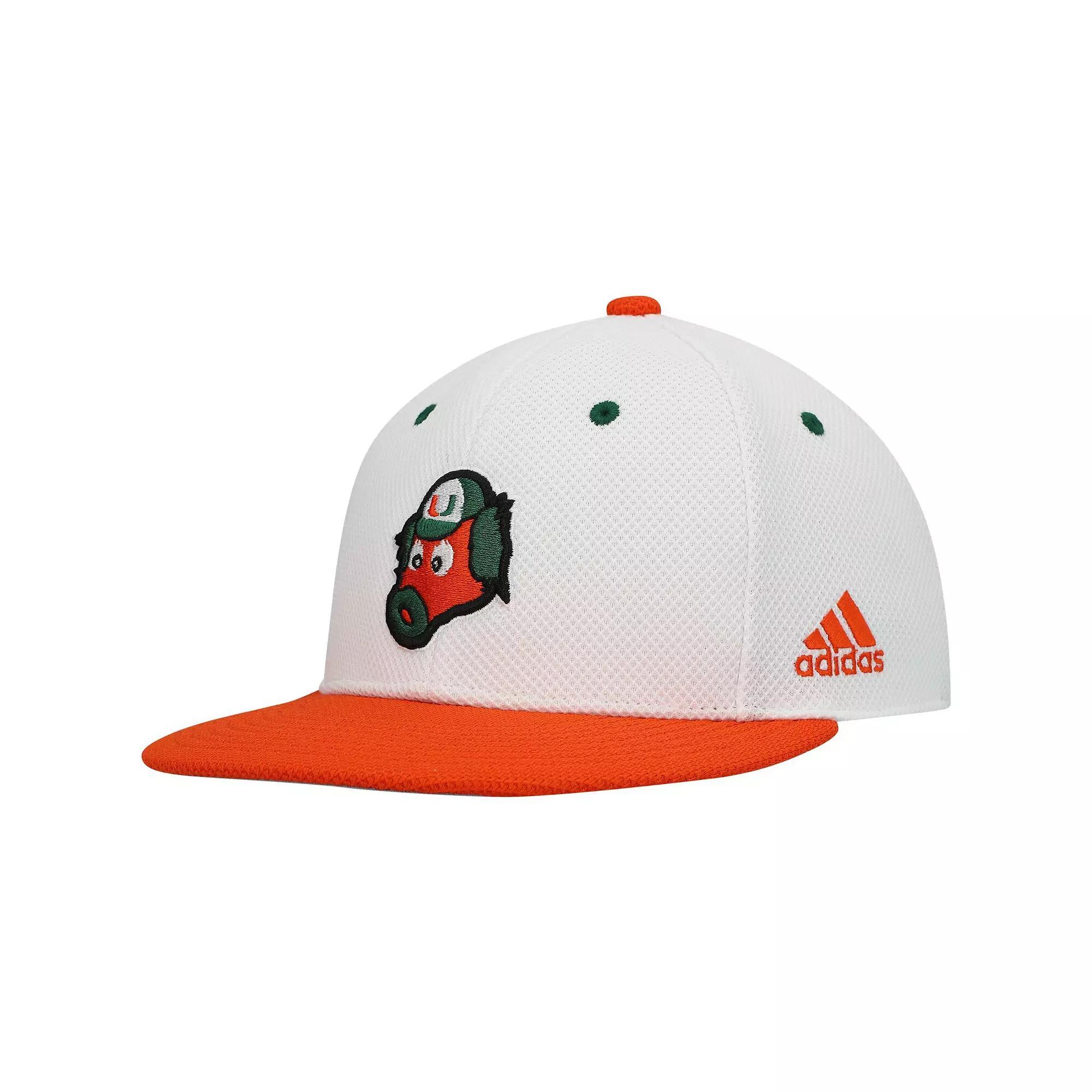 Men's adidas White Miami Hurricanes On-Field Baseball Fitted Hat, Size: 7 5/8 Product Image