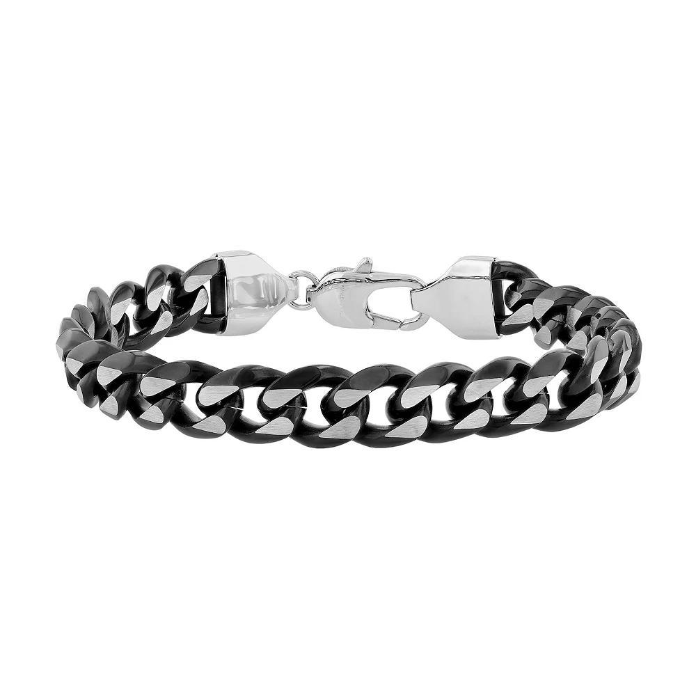 Steel Nation Men's Two Tone Stainless Steel Curb Link Bracelet, Size: 8.75 Product Image