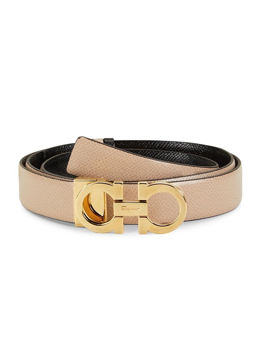 Womens Gancini Adjustable Cut-to-Size Reversible Hammered Leather Belt Product Image