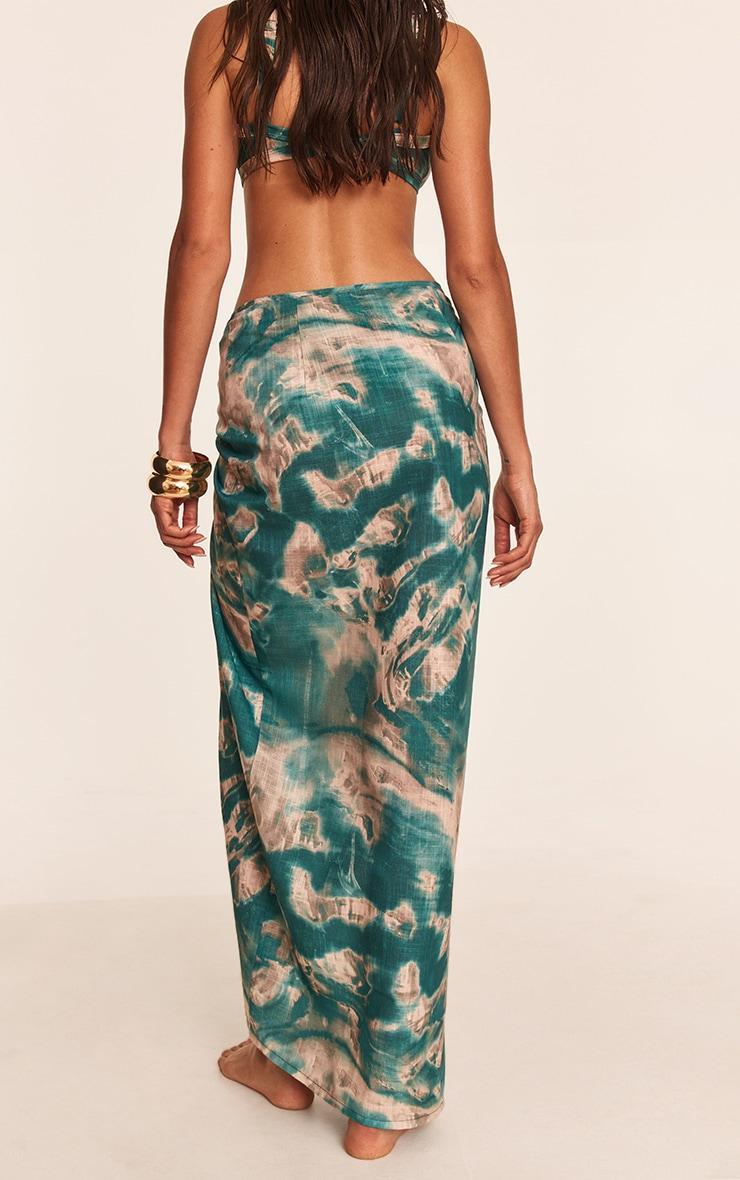 Teal Shell Tie Dye Linen Look Beach Sarong Product Image