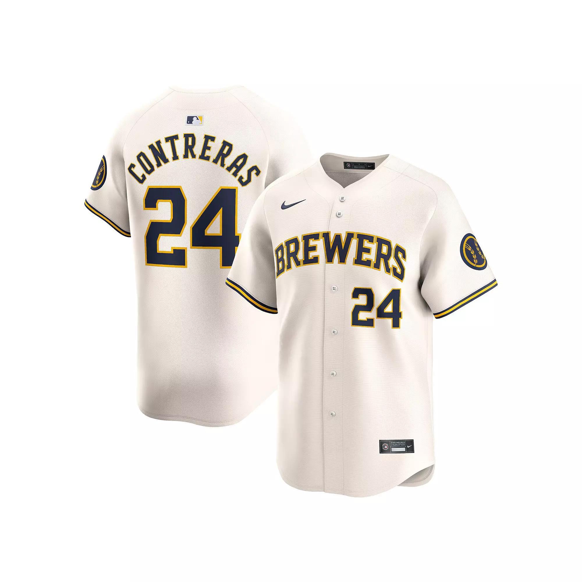 Men's Nike William Contreras Cream Milwaukee Brewers Home Limited Player Jersey, Size: XL, Beige Product Image