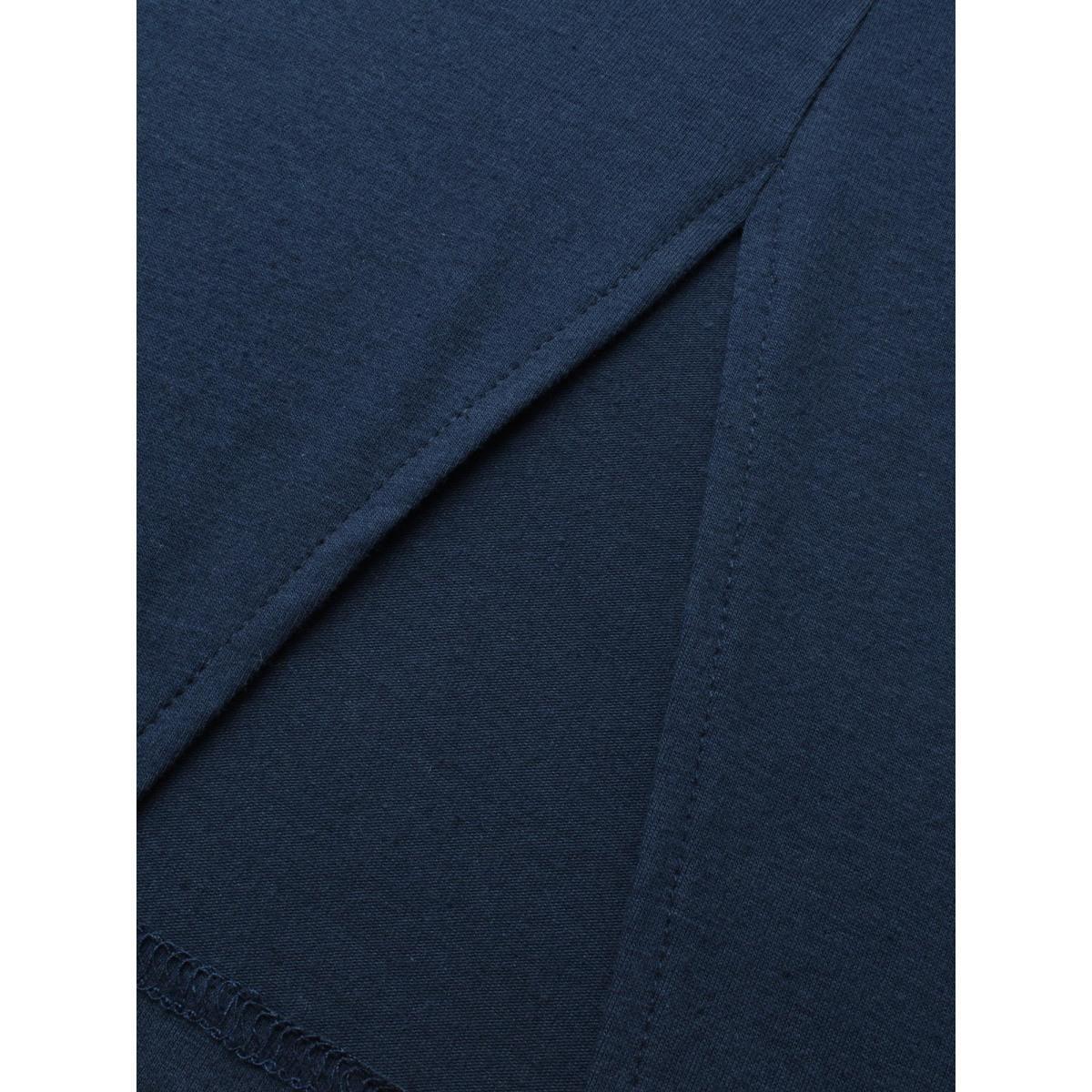 Plus Size Cotton Bow-Back Detail Slit Tee Indigo Women Casual Bowknot Non Everyday T-shirts BloomChic 22-24/3X Product Image