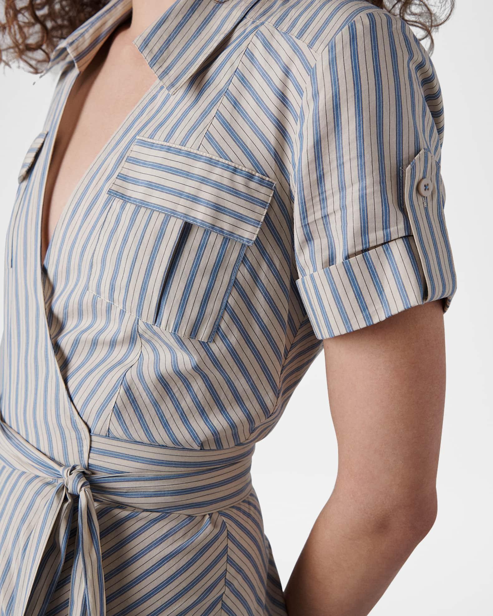 Oakley Striped Cotton Midi Wrap Shirtdress Product Image