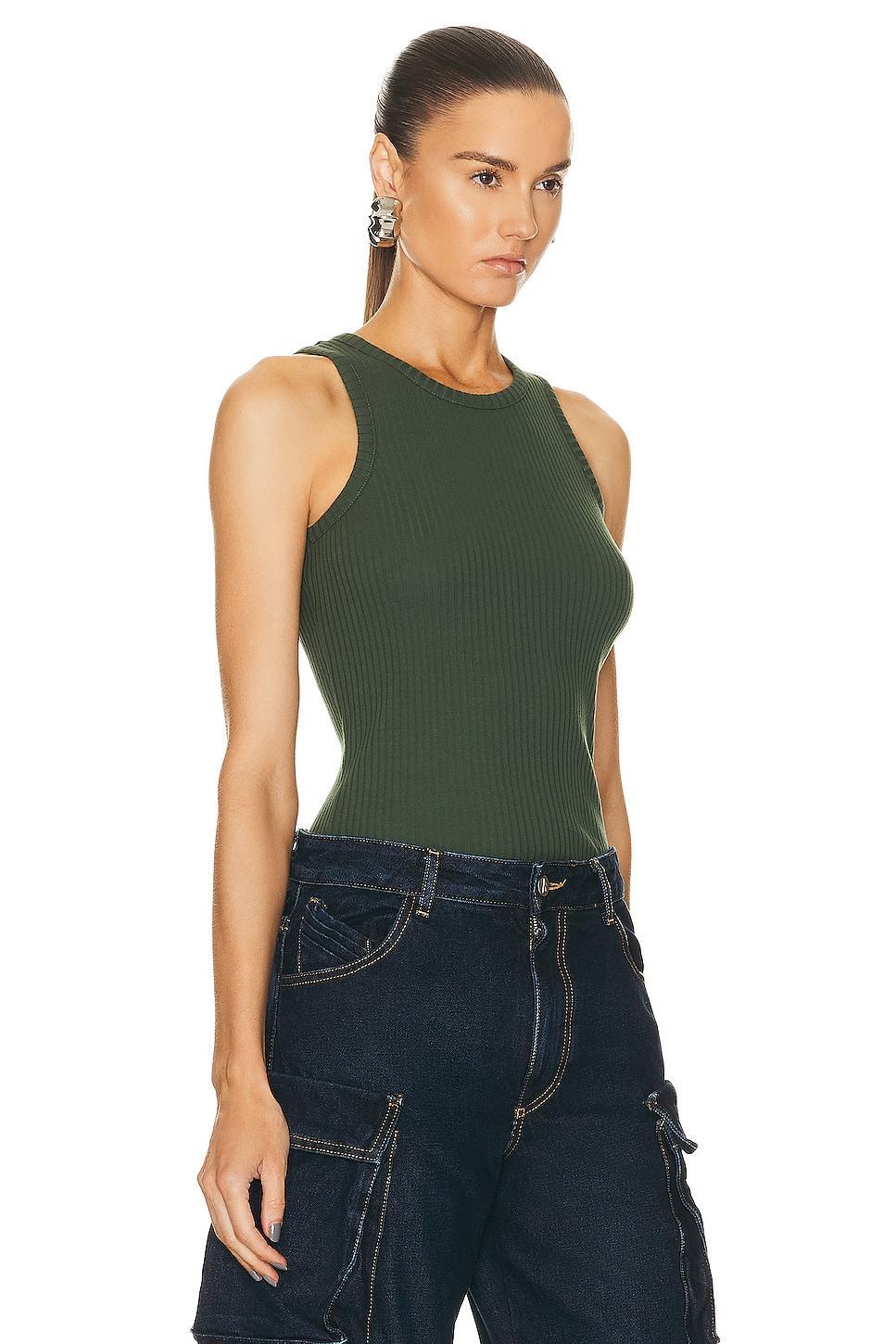 THE ATTICO Ribbed Tank in Green Product Image