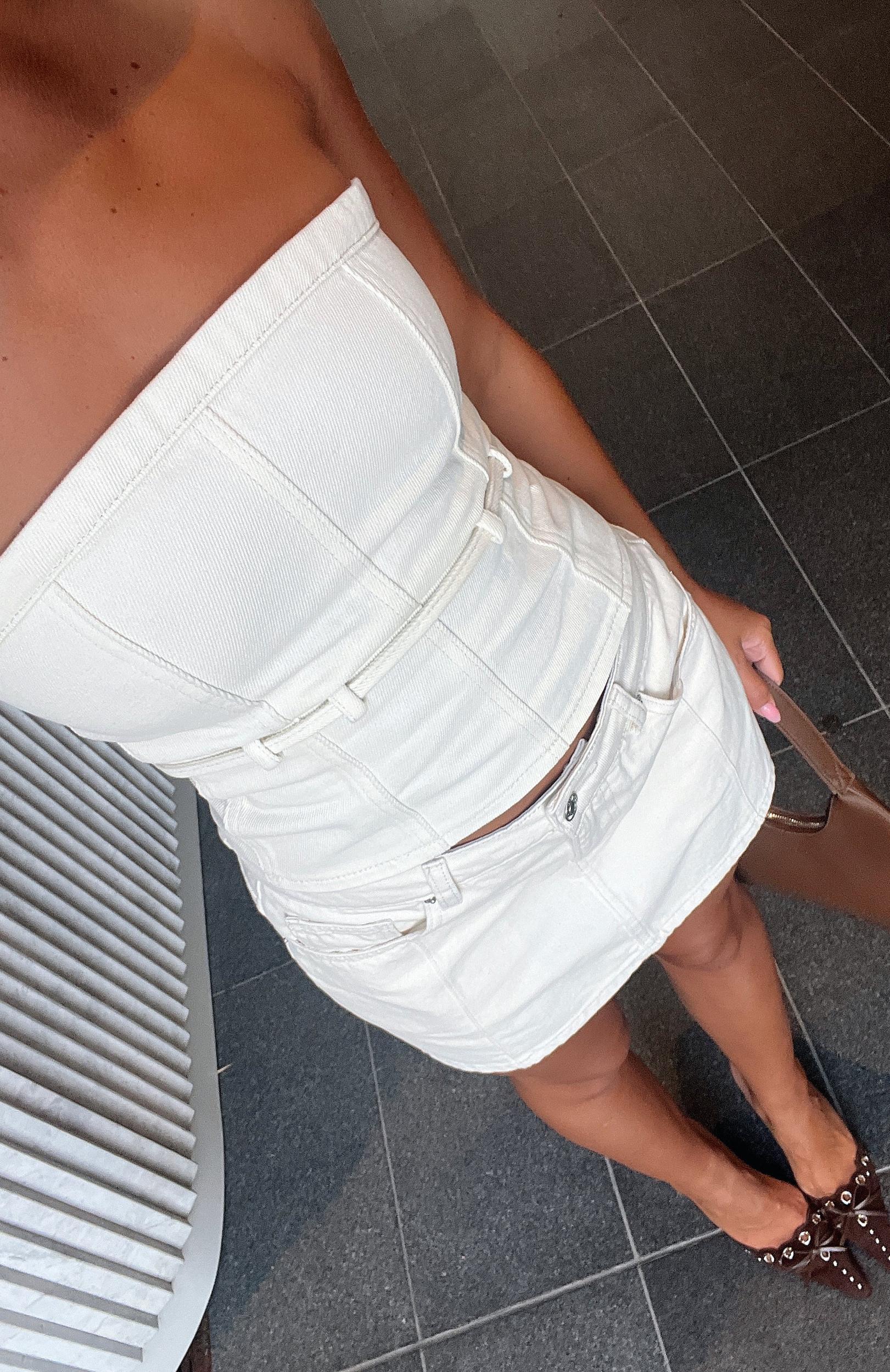 Single Soon Denim Mini Skirt Cream Product Image