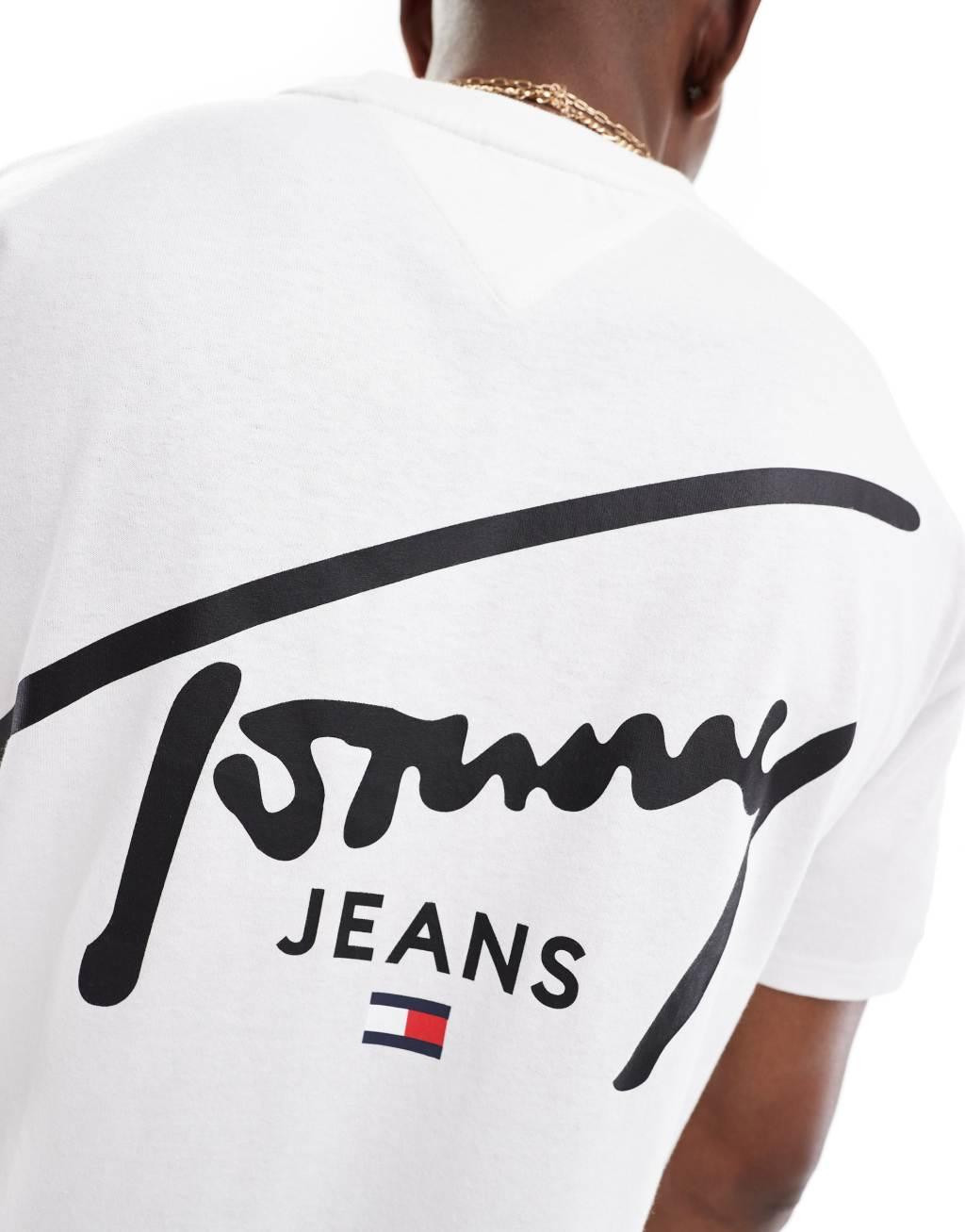 Tommy Jeans regular signature back print T-shirt in white Product Image