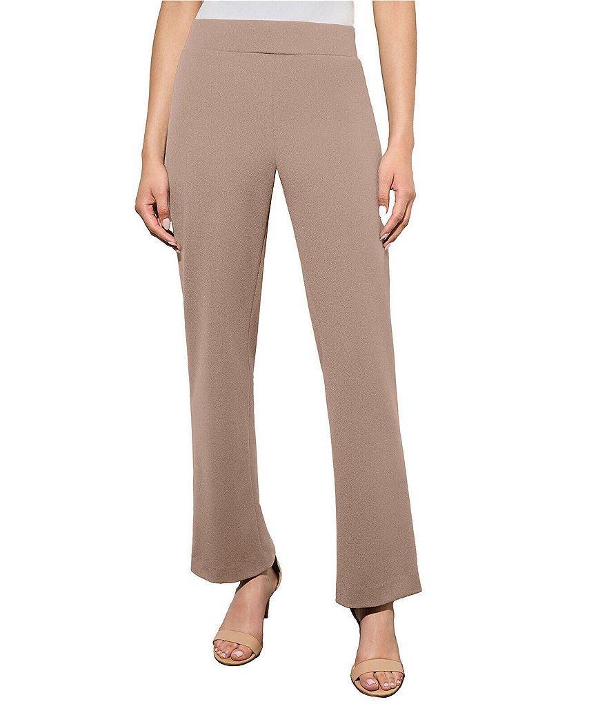 Ming Wang Deco Stretch Crepe Back Slit Hem Pull-On Pants Product Image
