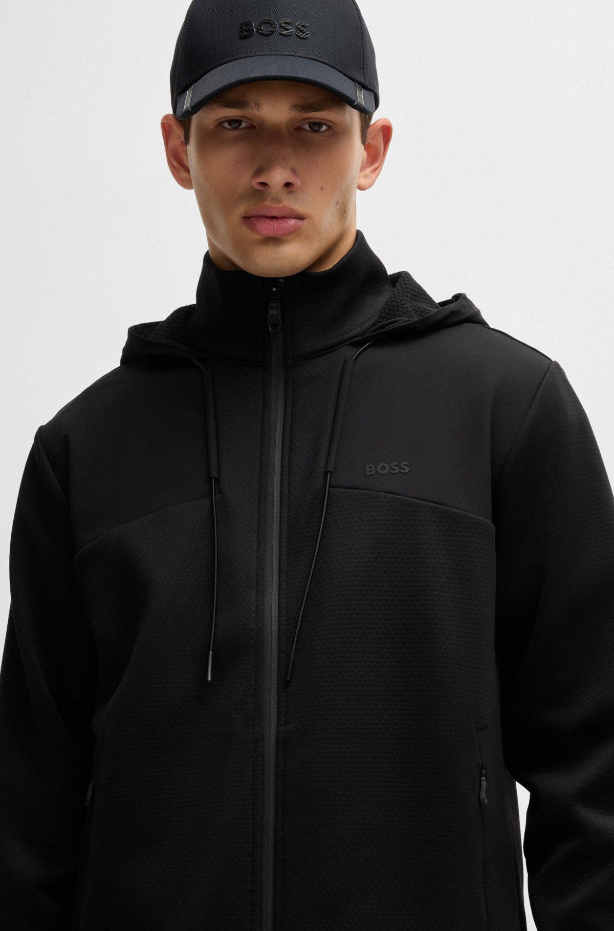 Bonded-fleece zip-up hoodie with logo detail Product Image