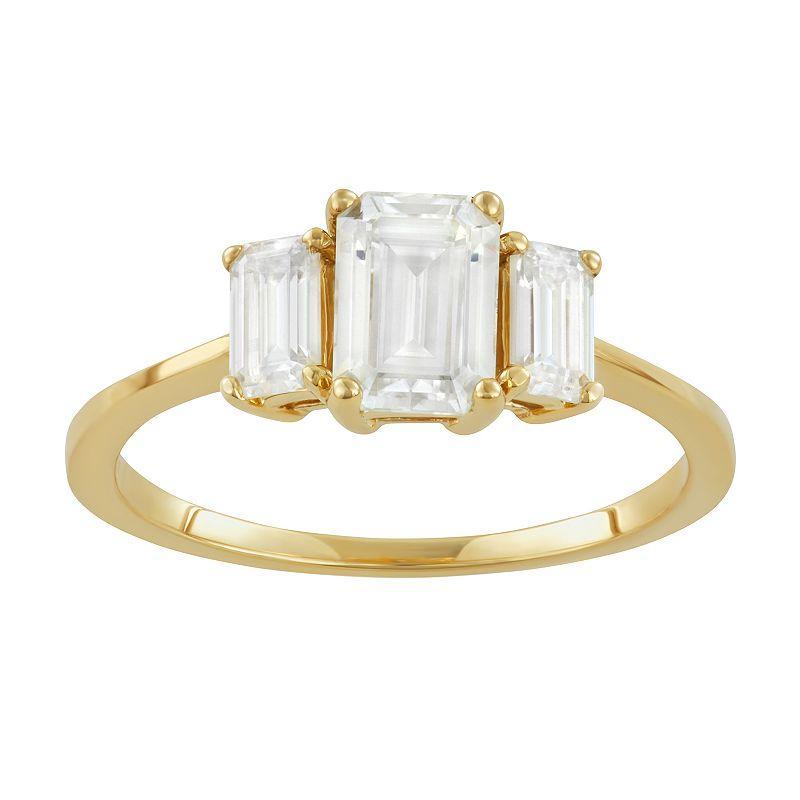 Charles & Colvard 14k Gold 1 1/2 Carat T.W. Lab-Created Moissanite Three-Stone Ring, Women's, Size: 8 Product Image