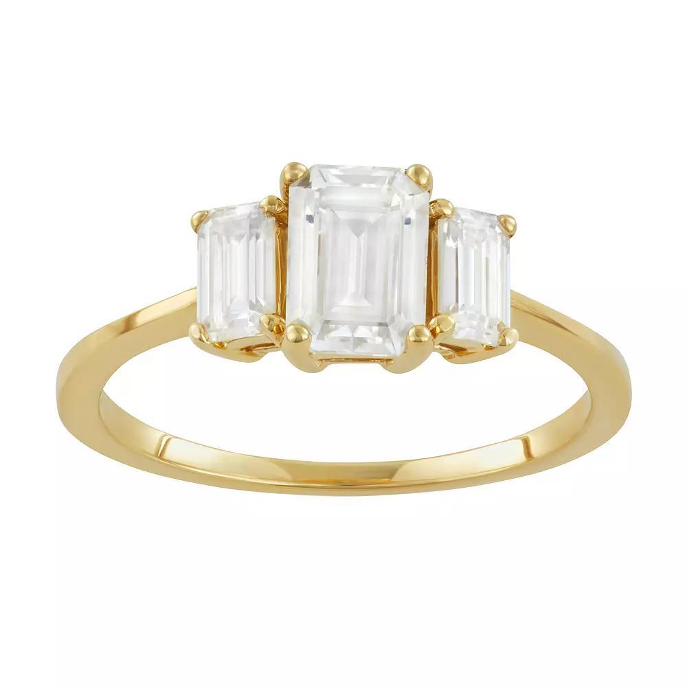 Charles & Colvard 14k Gold 1 1/2 Carat T.W. Lab-Created Moissanite Three-Stone Ring, Women's, Size: 8 Product Image