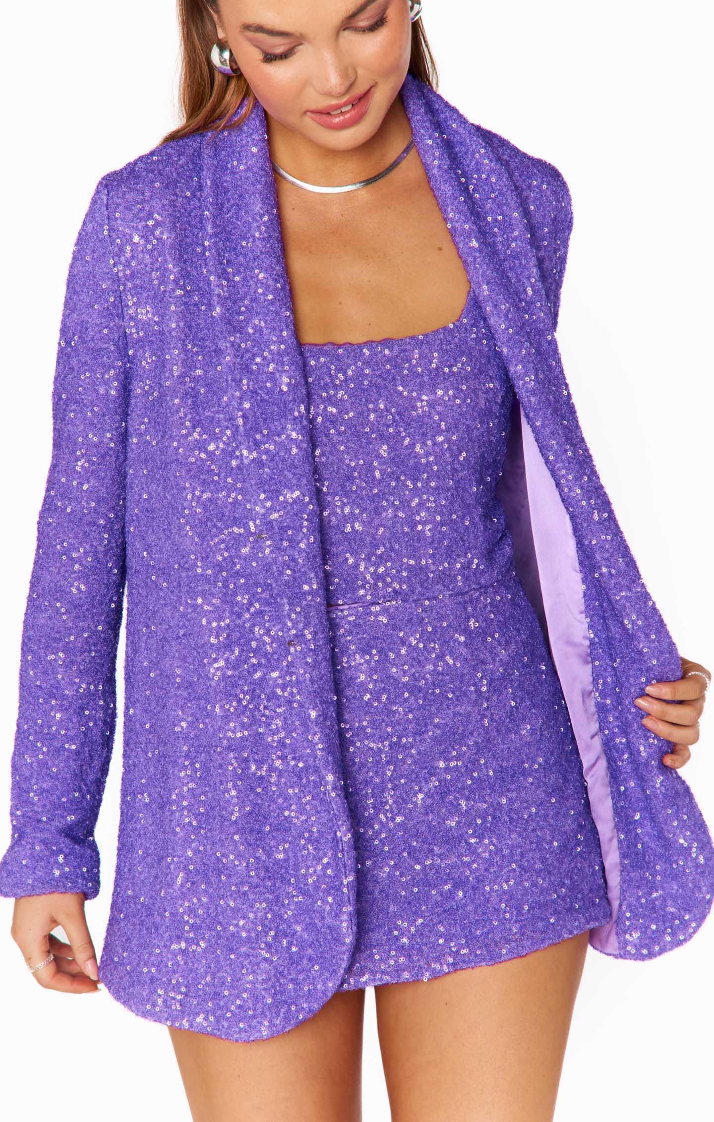 Tara Crop Top ~ Violet Sequins Product Image