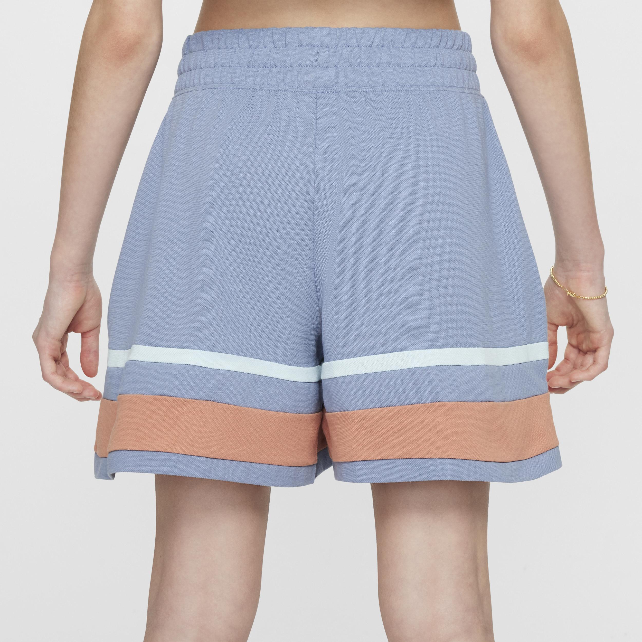 Nike Kids' Sportswear Stripe Shorts in Ashen Slate/Blush/Blue at Nordstrom, Size Xs Product Image