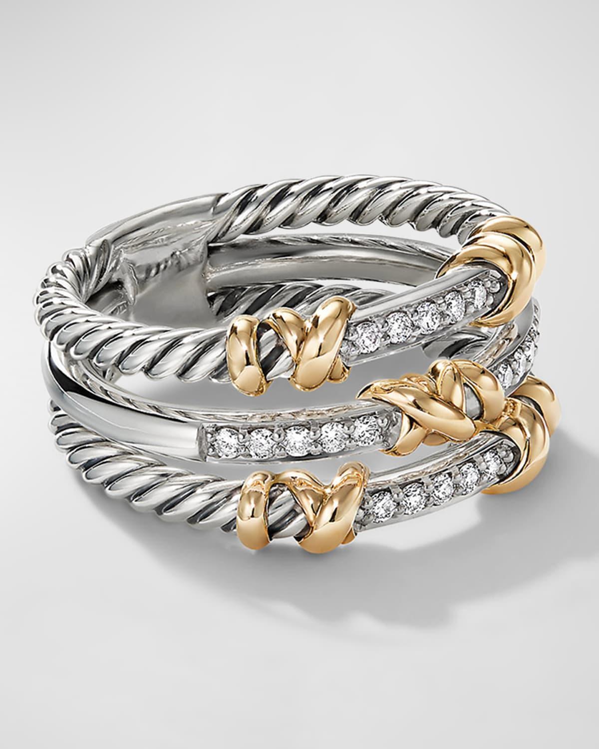 Helena Ring with Diamonds and 18K Gold in Silver, 12mm Product Image