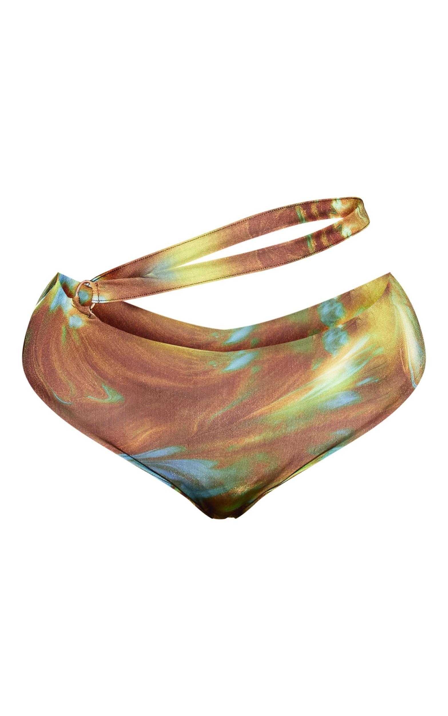 Plus Green Printed O Ring Detail Bikini Bottoms Product Image