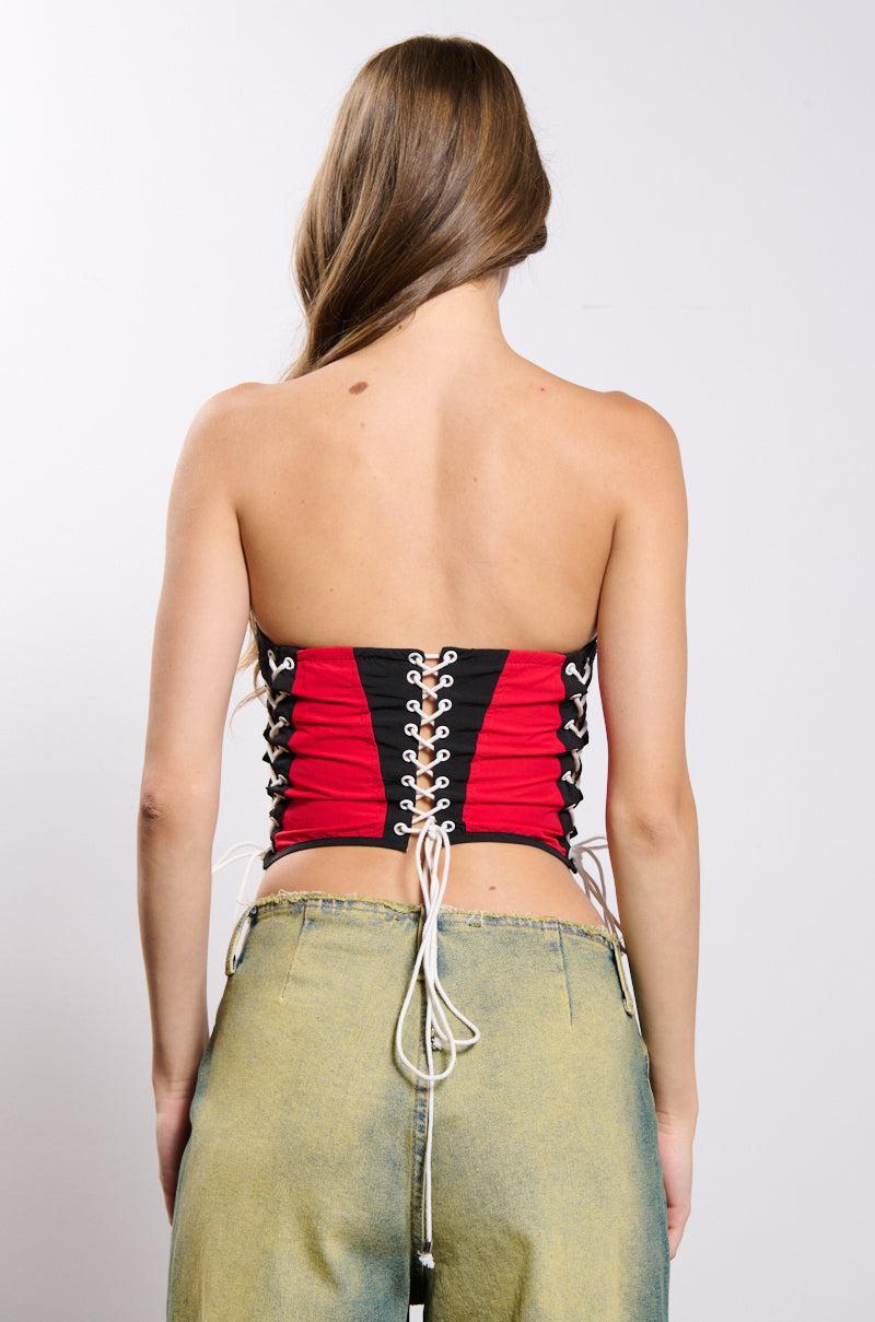 NEED FOR SPEED ZIP UP FRONT CORSET TOP Product Image