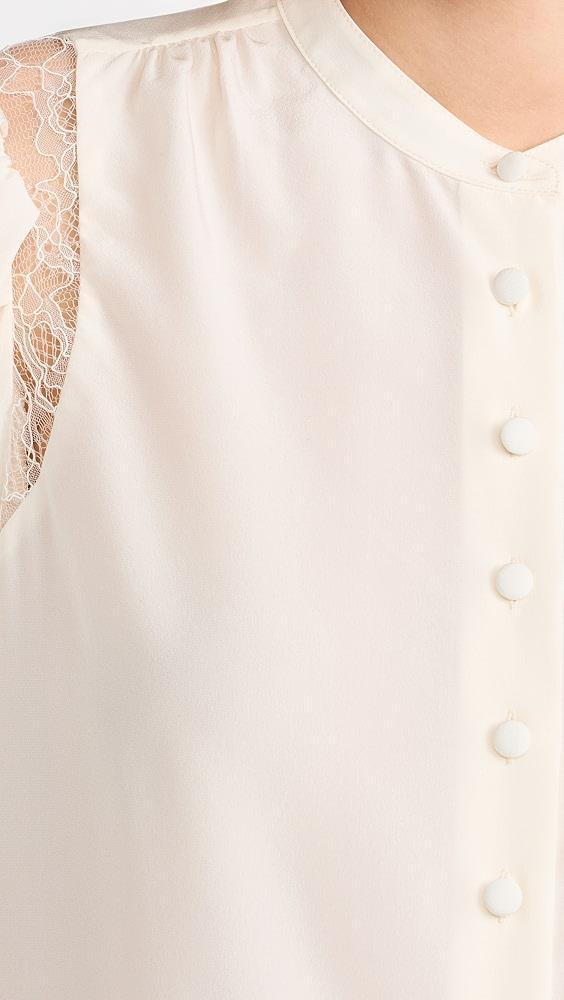 FRAME Lace Shoulder Inset Blouse | Shopbop Product Image