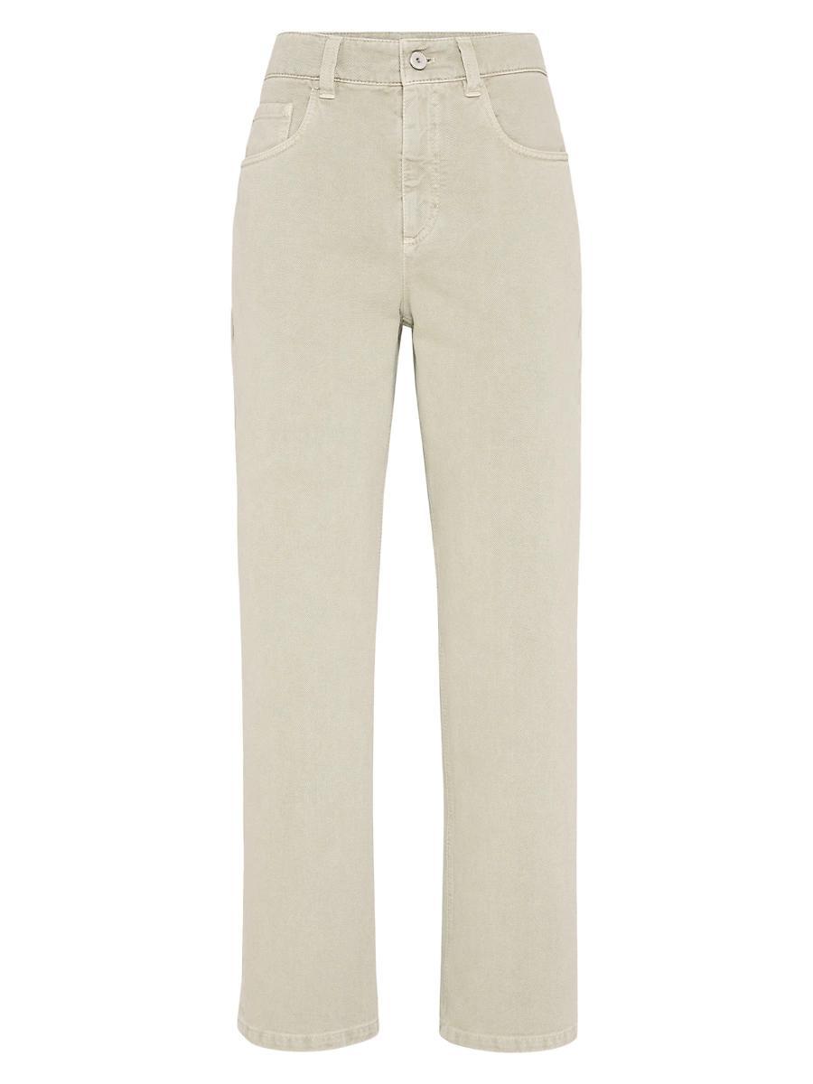 Womens Dyed Denim Retro Loose Five Pocket Trousers Product Image