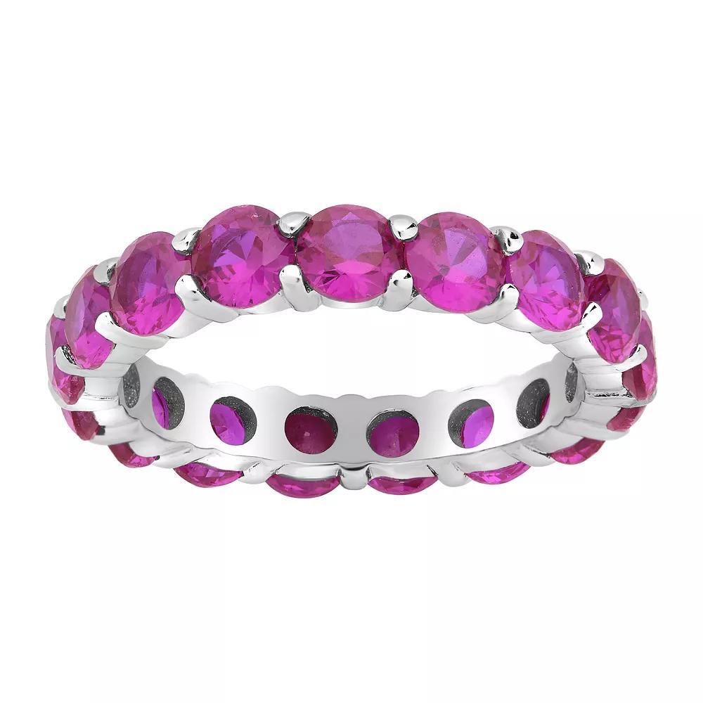 MC Collective Sterling Silver Cubic Zirconia Eternity Band Ring, Womens Silver Tone Light Blue Product Image