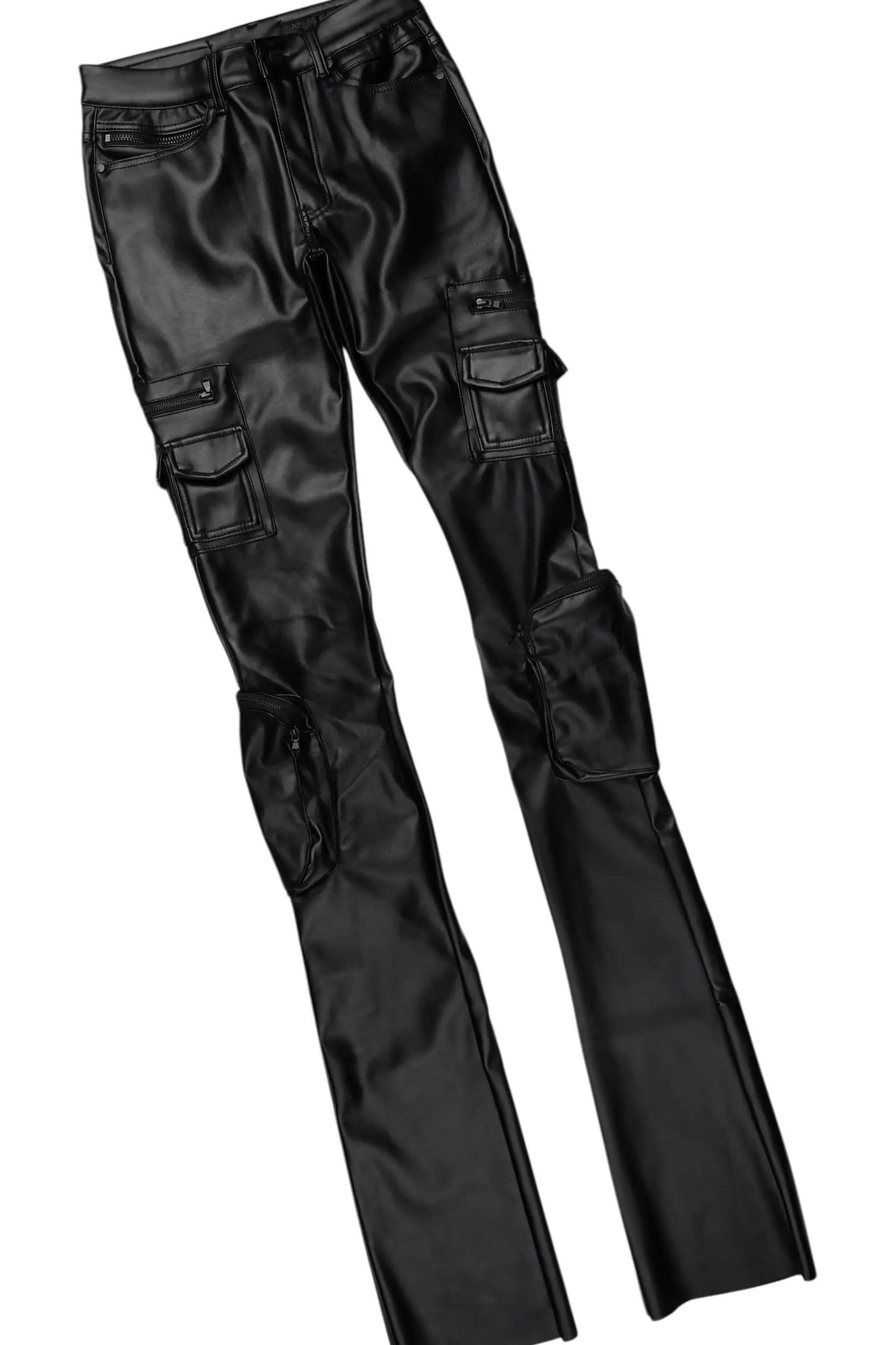 Boaz Black Mohair Hoodie & Sutton Super Stacked Flare PU Jean Bundle Male Product Image
