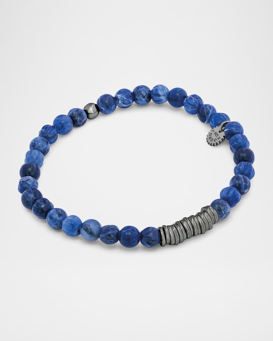 Mens Classic Discs Sodalite Beaded Bracelet Product Image
