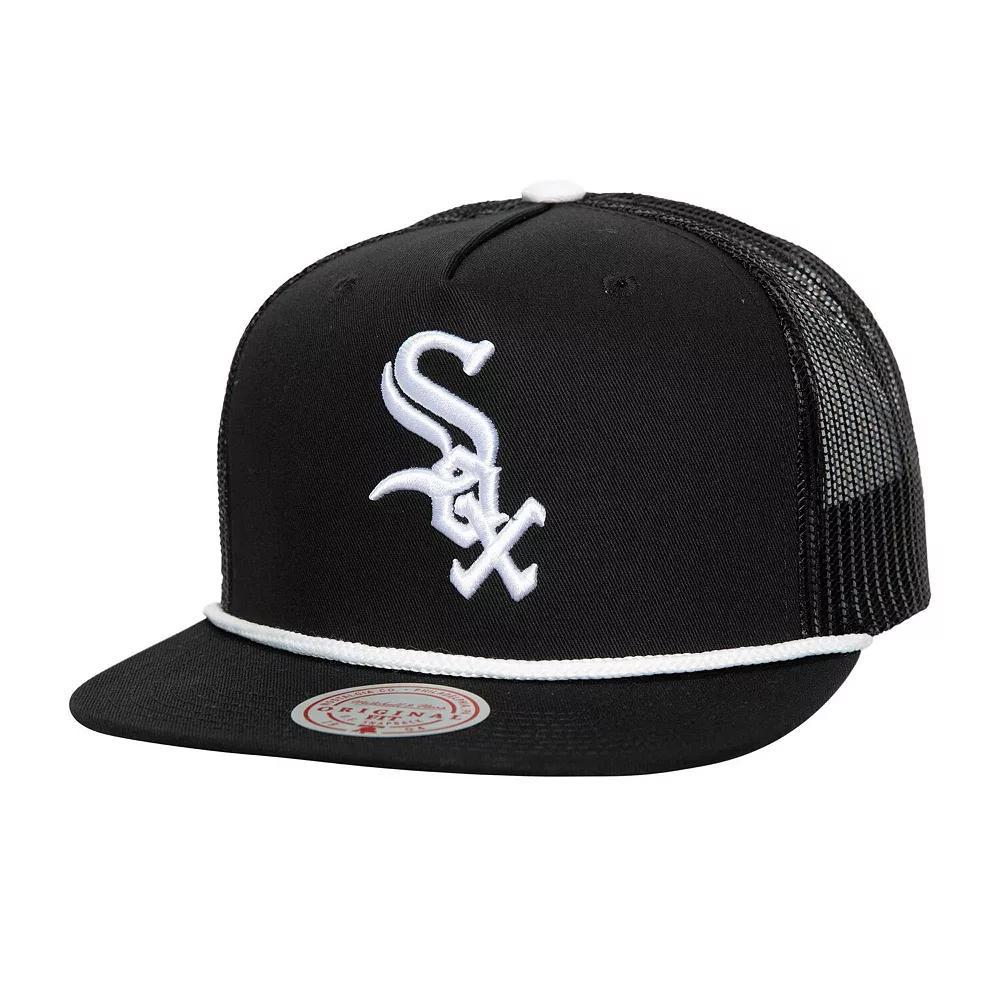 Men's Mitchell & Ness Black Chicago White Sox Rope Trucker Snapback Hat Product Image