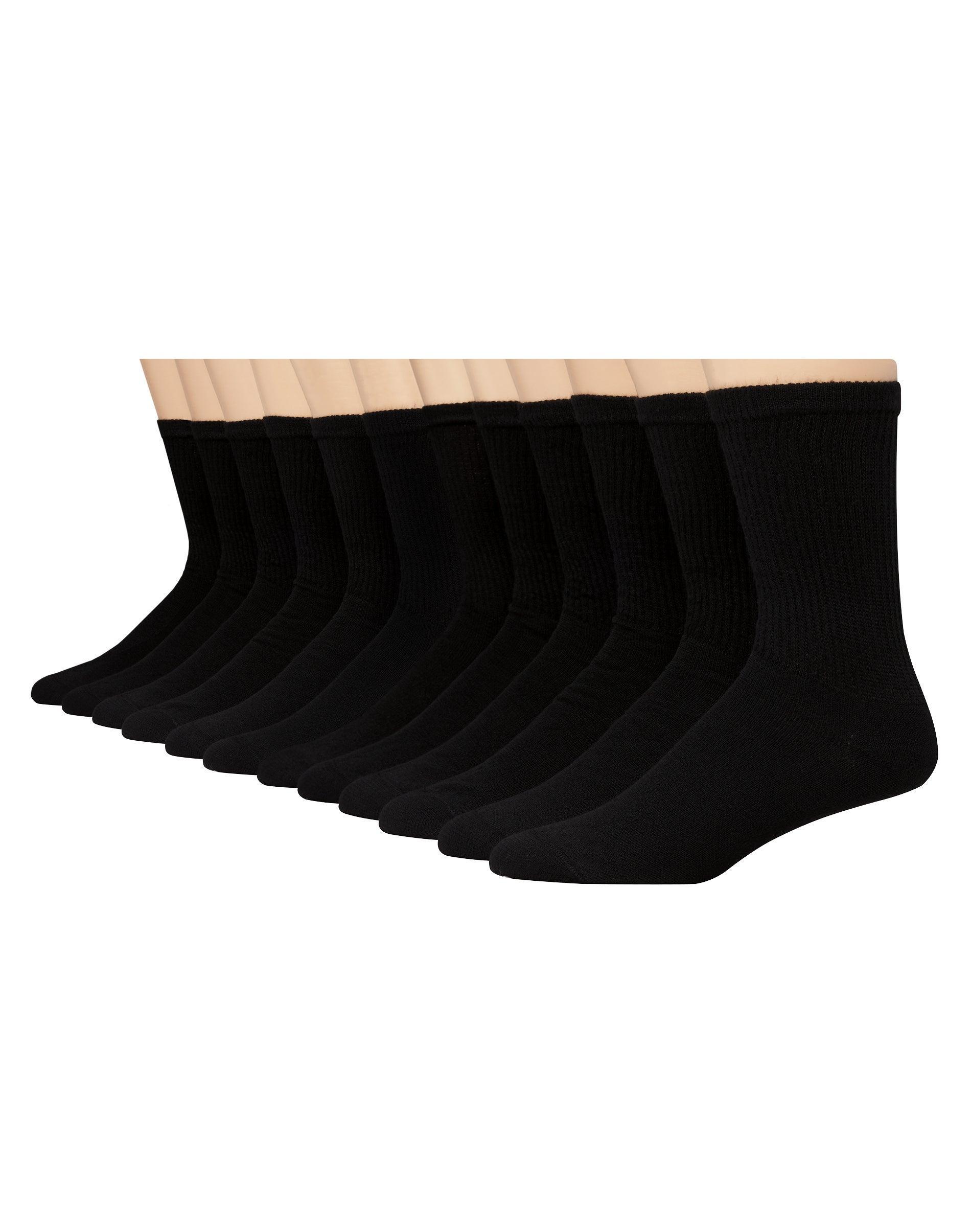 Hanes Double Tough Mens Crew Socks, Shoe Sizes 12-14, 12-Pairs White Product Image