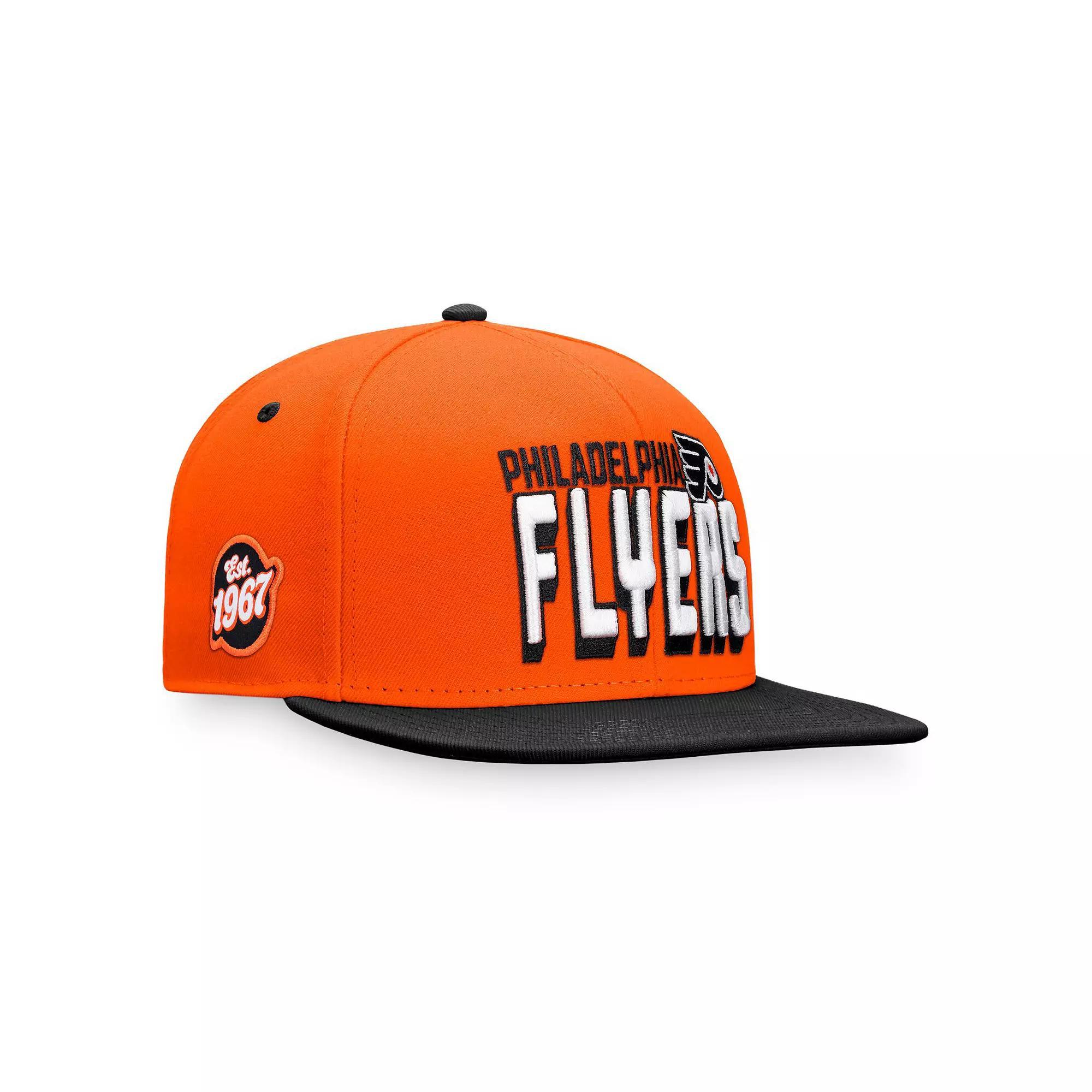 Mens Fanatics Branded Orange/Black Philadelphia Flyers Heritage Retro Two-Tone Snapback Hat Product Image