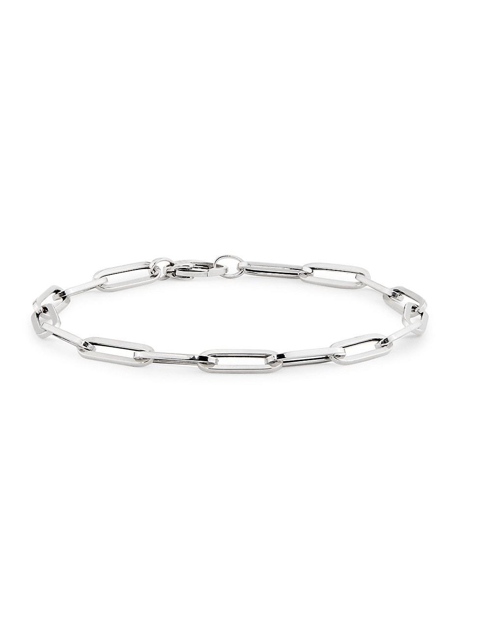 Womens 14K White Gold Paper Clip Chain Bracelet/7.5 Product Image