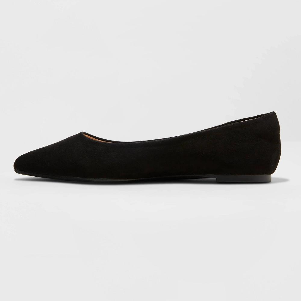 Womens Corinna Wide Width Ballet Flats with Memory Foam Insole - A New Day Black 6W: Slip On, Non Marking Outsole Product Image