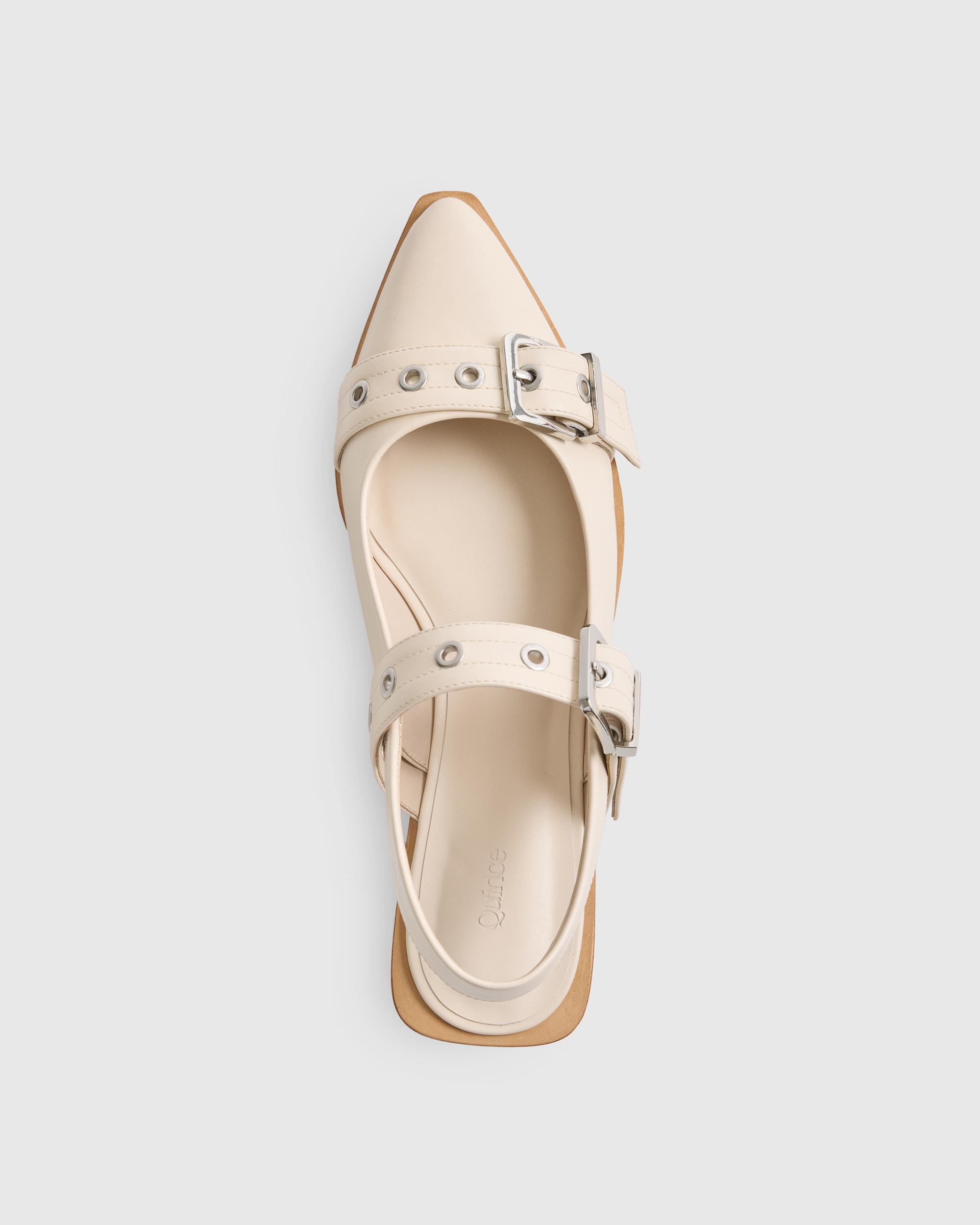 Quince | Women's Italian Leather Bold Buckle Slingback Flat Product Image