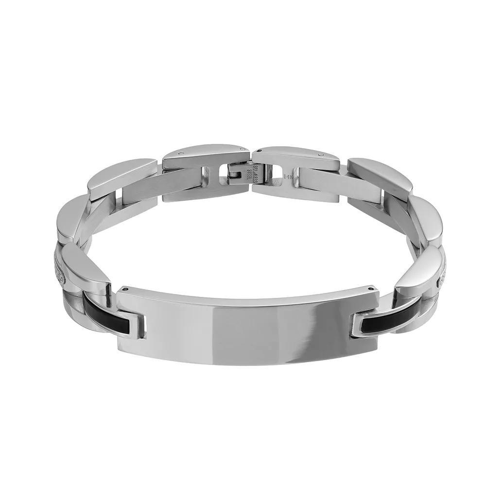 Kristen Kesho 14k Gold and Black Onyx in Stainless Steel Bracelet, Men's, Size: 8.75 Product Image