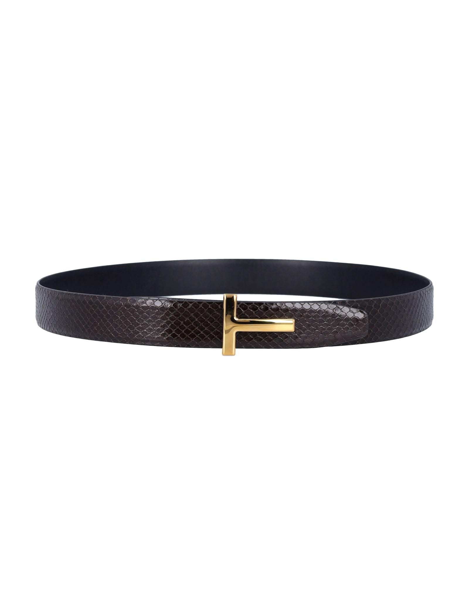 TOM FORD Printed Python Belt In Ebony Product Image