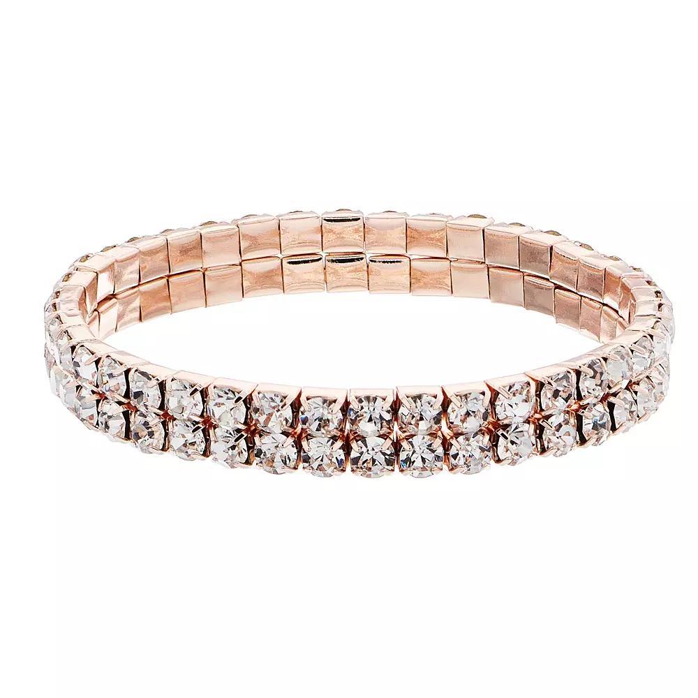 Vieste Simulated Crystal Stretch Bracelet, Women's, Rose Gold Tone Product Image