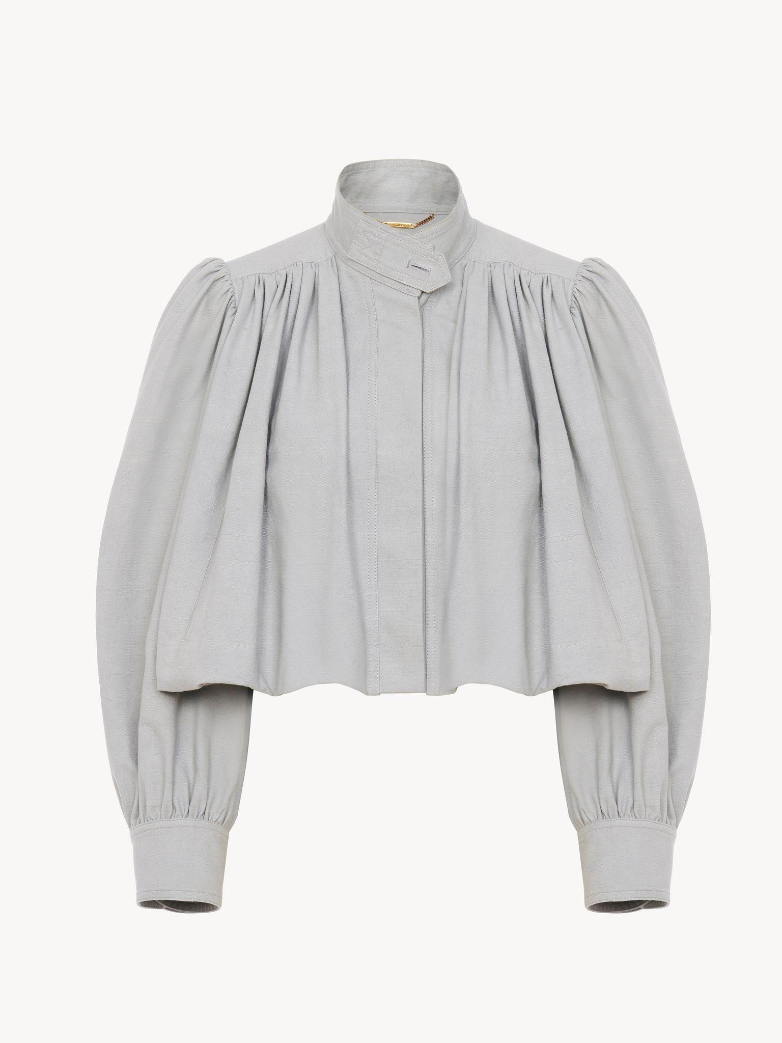 Gathered boule jacket in cotton canvas Product Image
