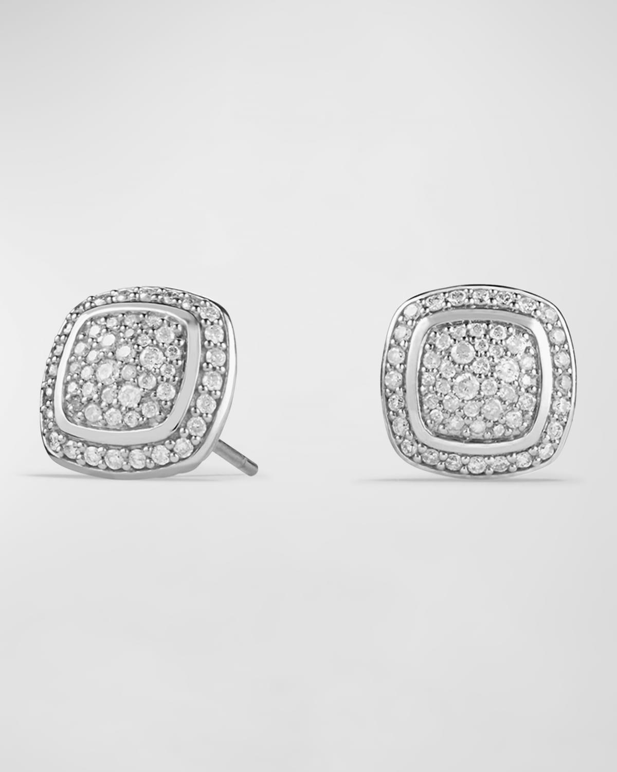 Womens Albion Stud Earrings in Sterling Silver with Pav Diamonds, 7mm Product Image